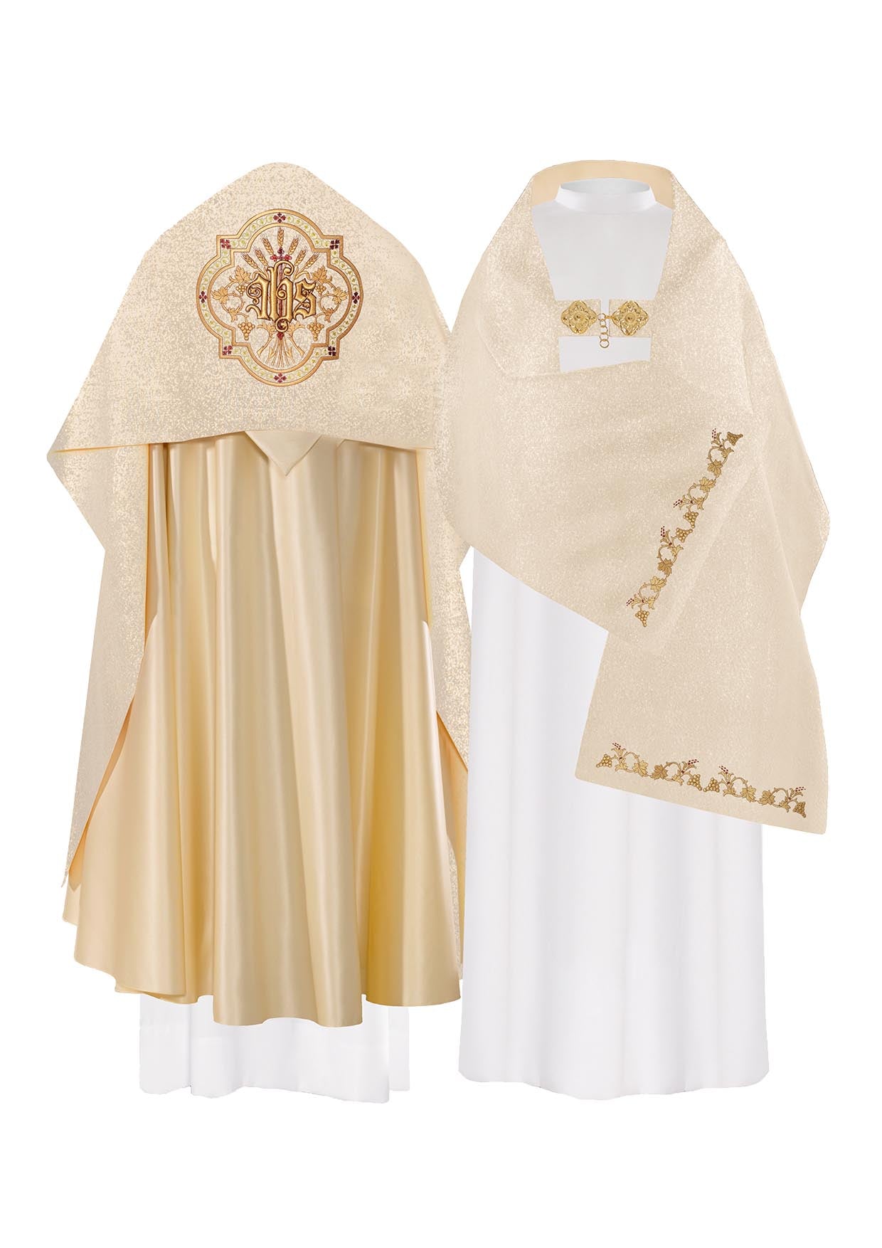 Golden liturgical veil embroidered with IHS KWL/004/10/37 50*270 ZŁOTO - HAFTINAUSA.COM