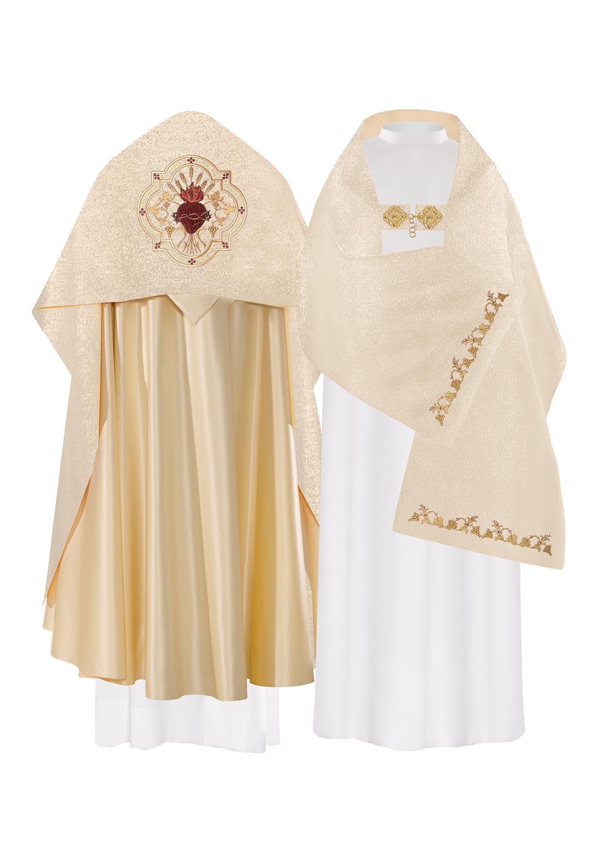 Golden liturgical veil embroidered with the Sacred Heart of Jesus KWL/027/10/37 50*270 ZŁOTY - HAFTINAUSA.COM