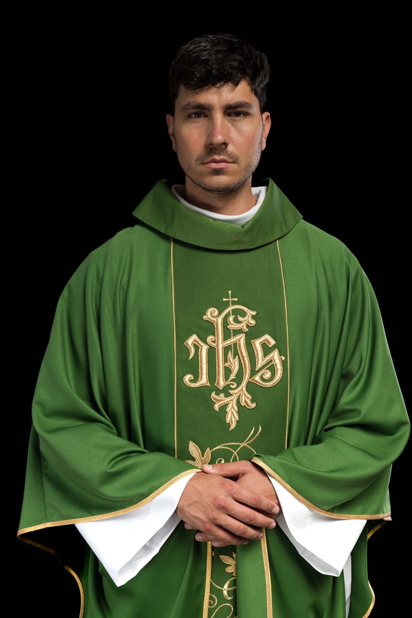 Green classic JHS embroidered chasuble S-7051-01-53 - CHASUBLES.COM