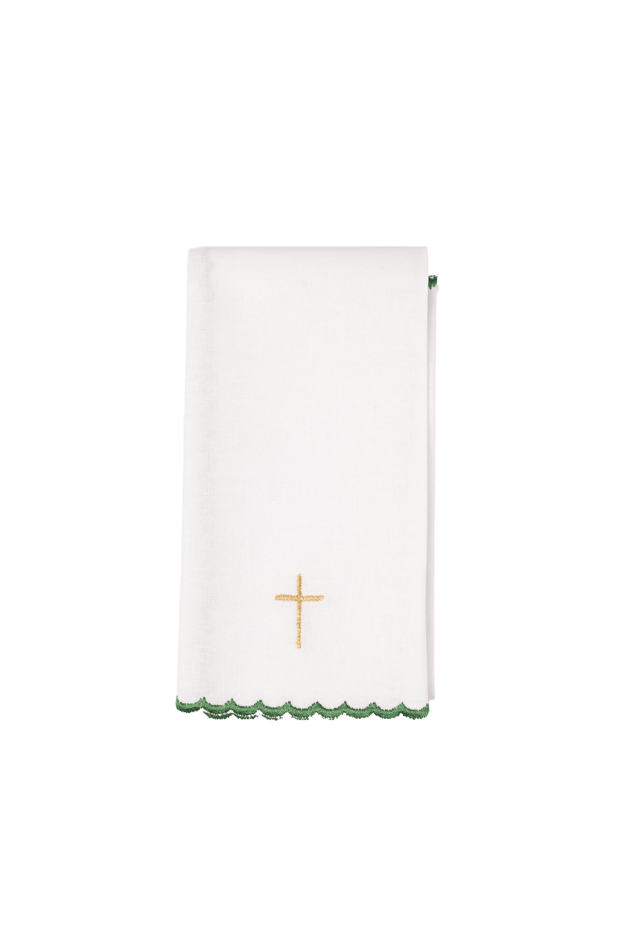 Green embroidered chalice linens set with cross motif KDT/5028/01 ZIELONY - CHASUBLES.COM