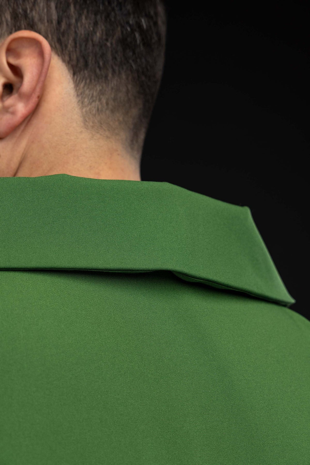 Green embroidered chasuble with an ornate cross and a wide collar KOK/003/01/12/KARO - CHASUBLES.COM