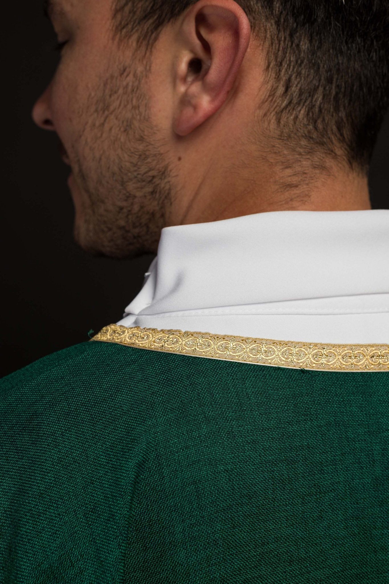 Green Liturgical Chasuble with Gold IHS Embroidery KOA/001/01/70 - CHASUBLES.COM