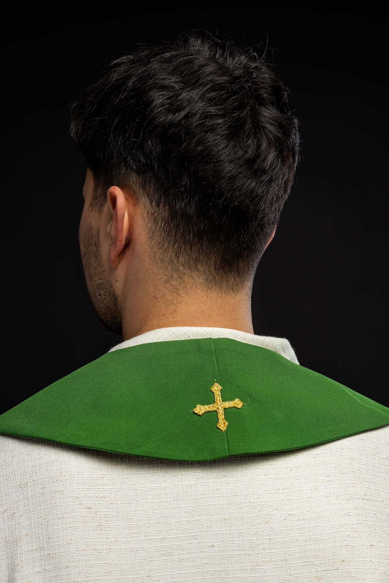 Green priestly stole embroidered cross KST/072/01/01 ZIELONY - HAFTINAUSA.COM