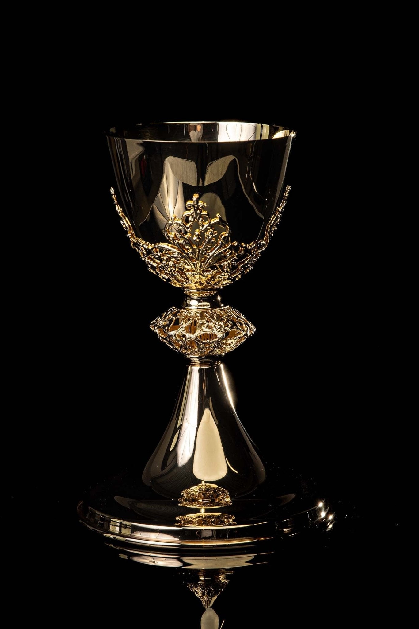 Handcrafted gilded brass chalice LB/KL/002/Z 19CM - CHASUBLES.COM