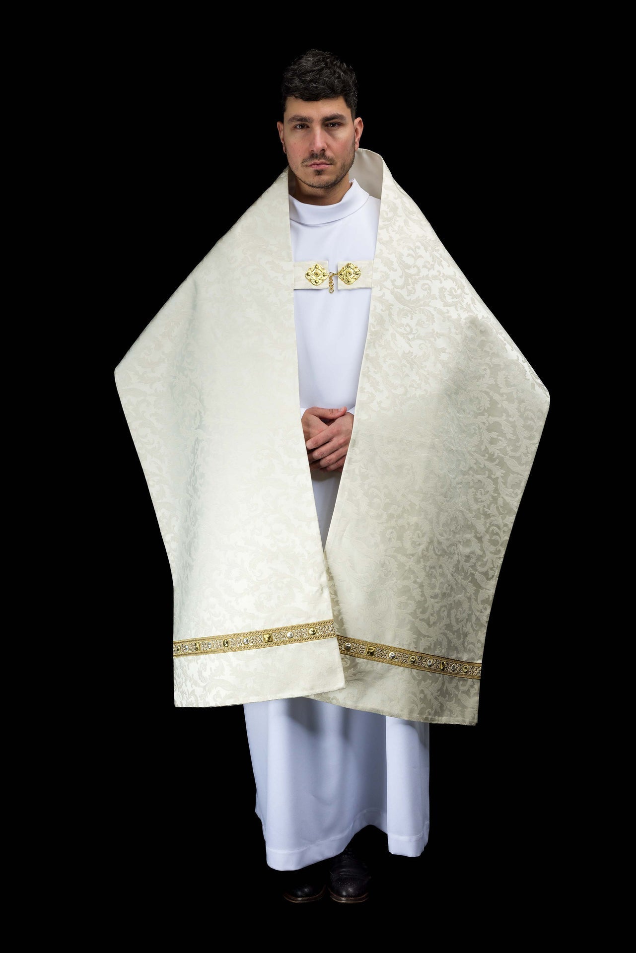 Humeral veil with Paschal Lamb embroidery on jacquard fabric S-4072-05-88 50*270 - CHASUBLES.COM
