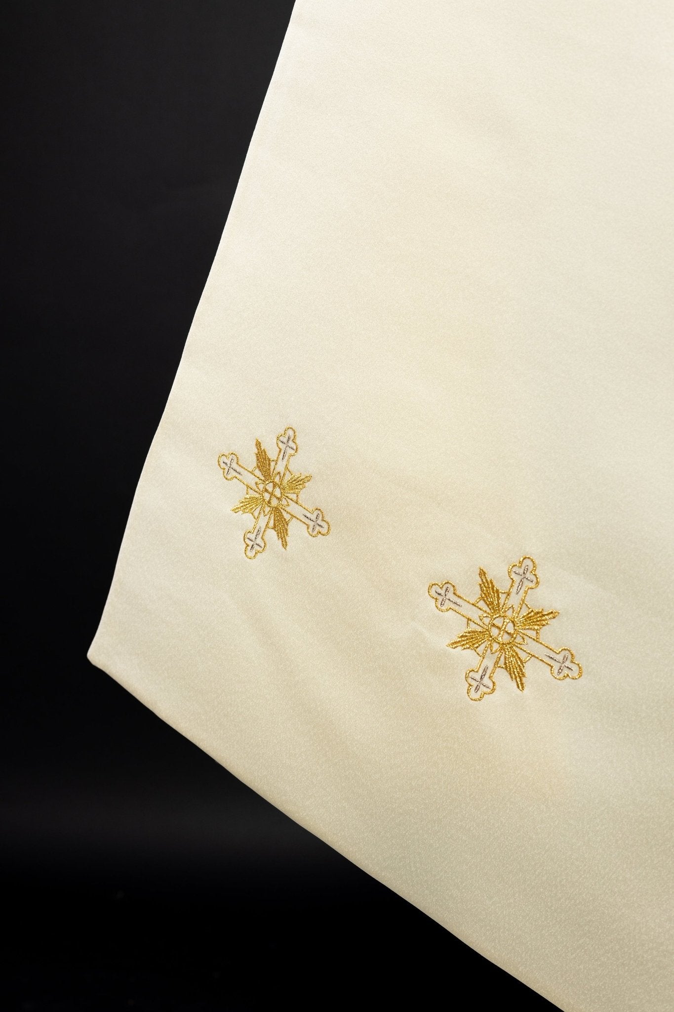 IHS embroidered liturgical veil KWL/038/05/20 55*270 ECRU SAT - HAFTINAUSA.COM