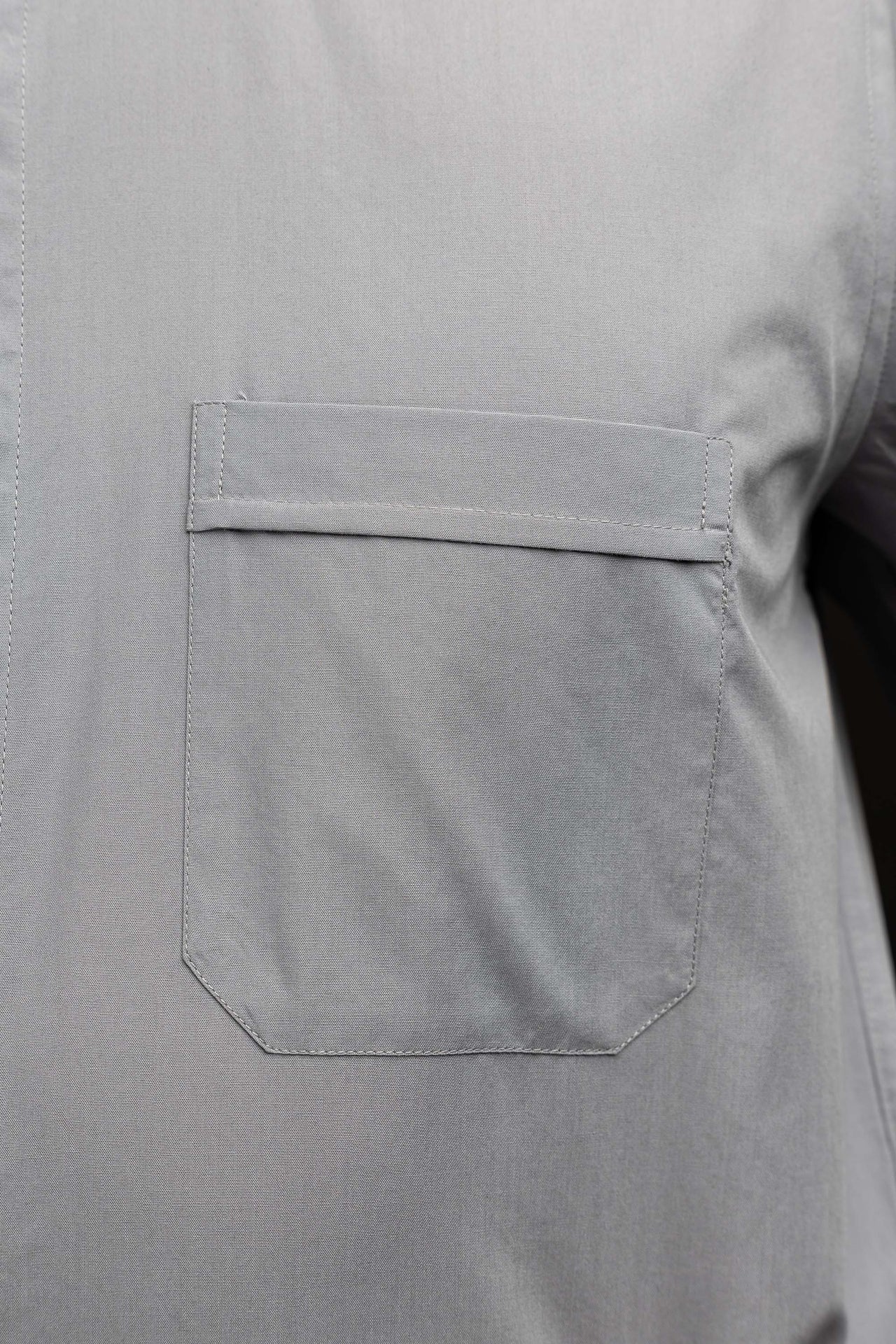 Light grey long-sleeved Roman clerical shirt with clerical collar KSZ/003/220/DR/38 - CHASUBLES.COM