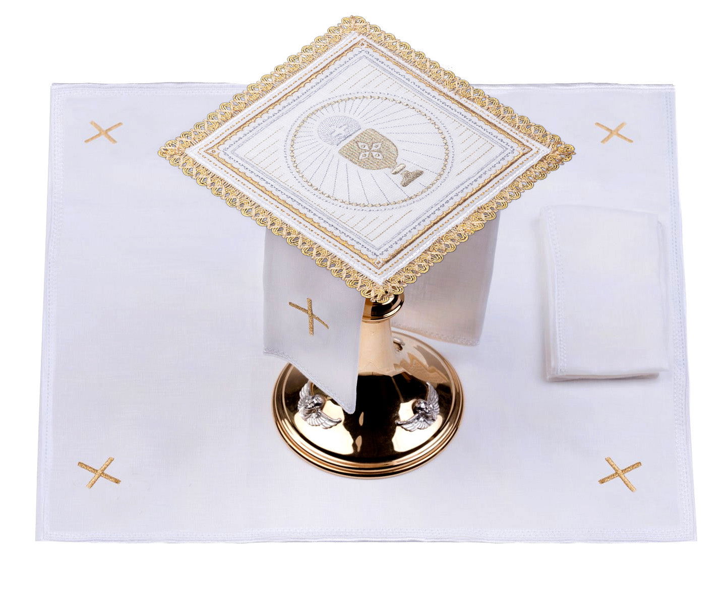 Linen chalice set with chalice and host motif S - 5027 - HAFTINAUSA.COM