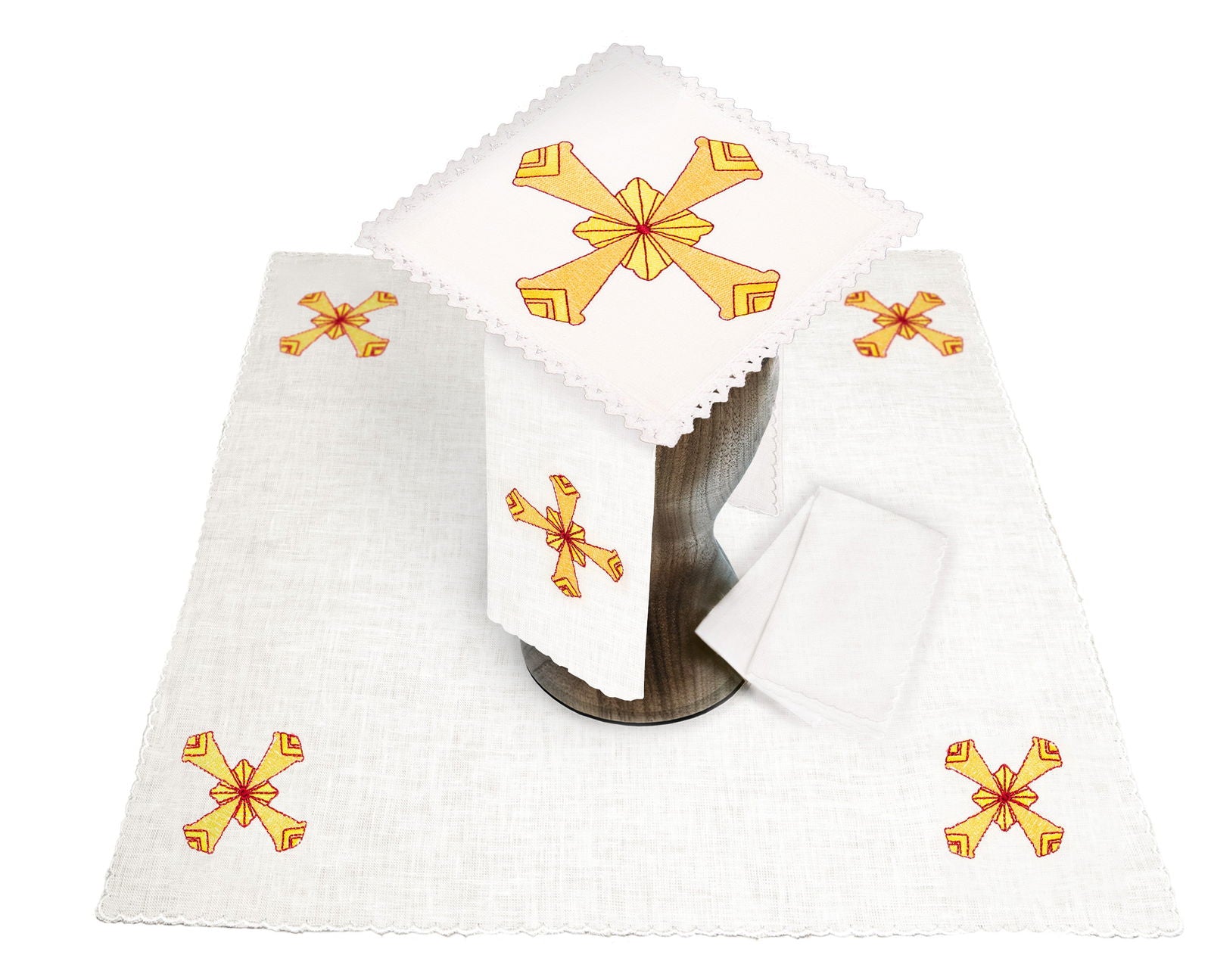 Linen chalice set with eucharistic embroidery cross KKL/086 - HAFTINAUSA.COM