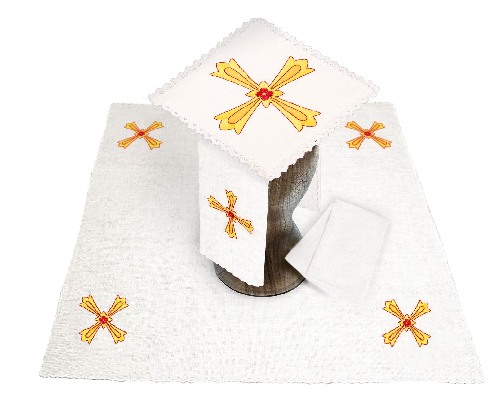 Linen chalice set with eucharistic embroidery cross KKL/080 - HAFTINAUSA.COM