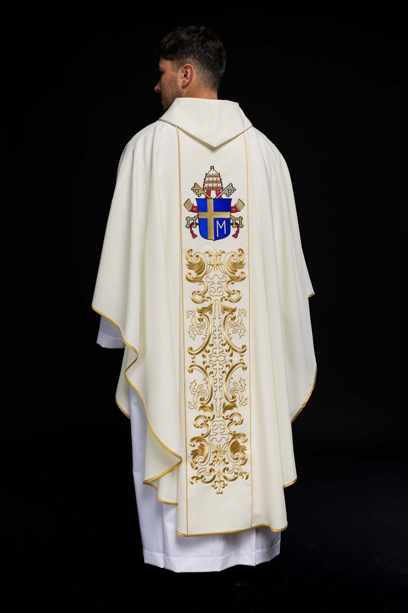 Liturgical Chasuble + Liturgical Stole KOR/96/5/1 Ecru KOR/096/05/01 ECRU - HAFTINAUSA.COM