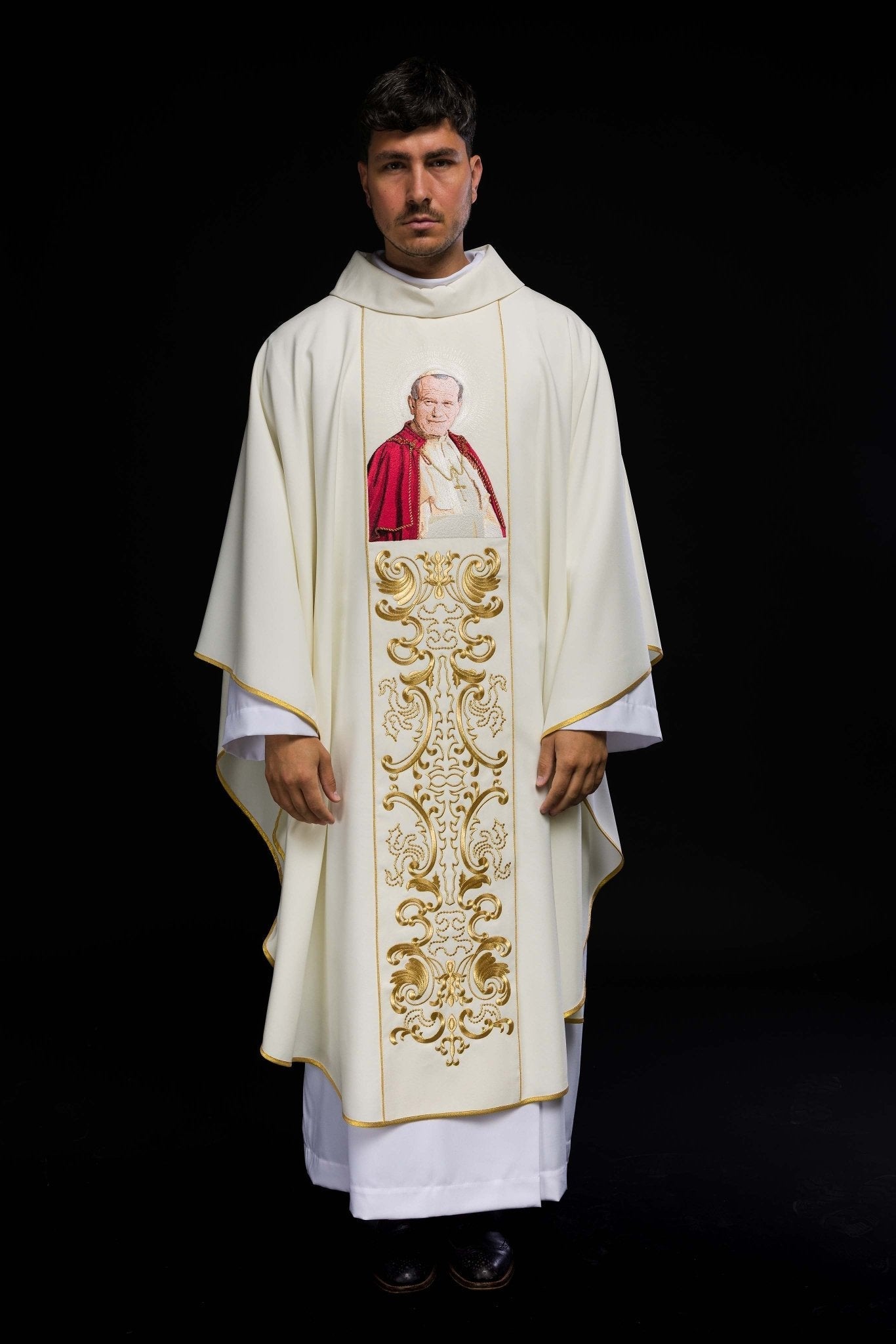 Liturgical Chasuble + Liturgical Stole KOR/96/5/1 Ecru KOR/096/05/01 ECRU - HAFTINAUSA.COM