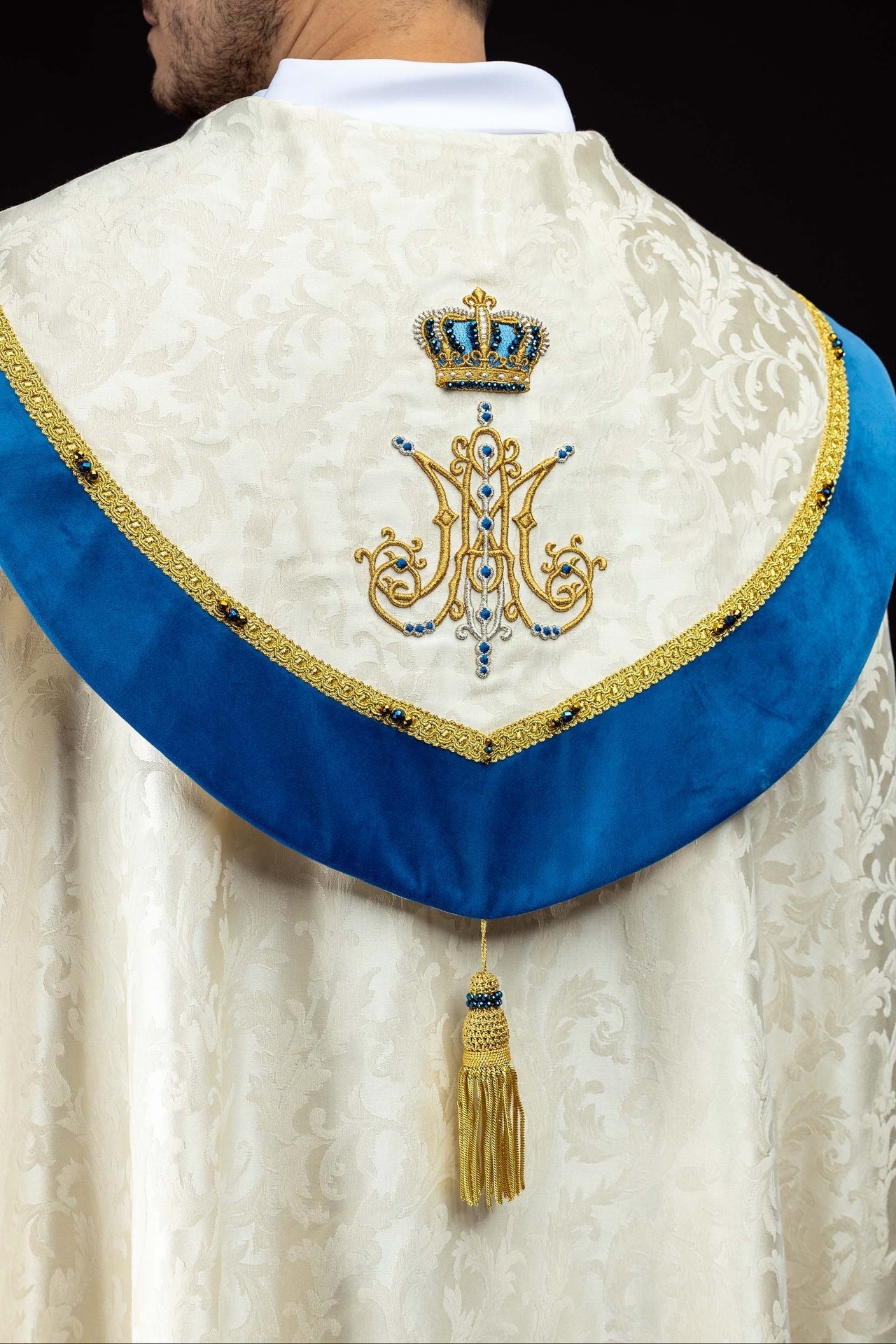 Marian Cope with Natural Stones Handmade 3006 HM/3006/05/88 145cm - CHASUBLES.COM