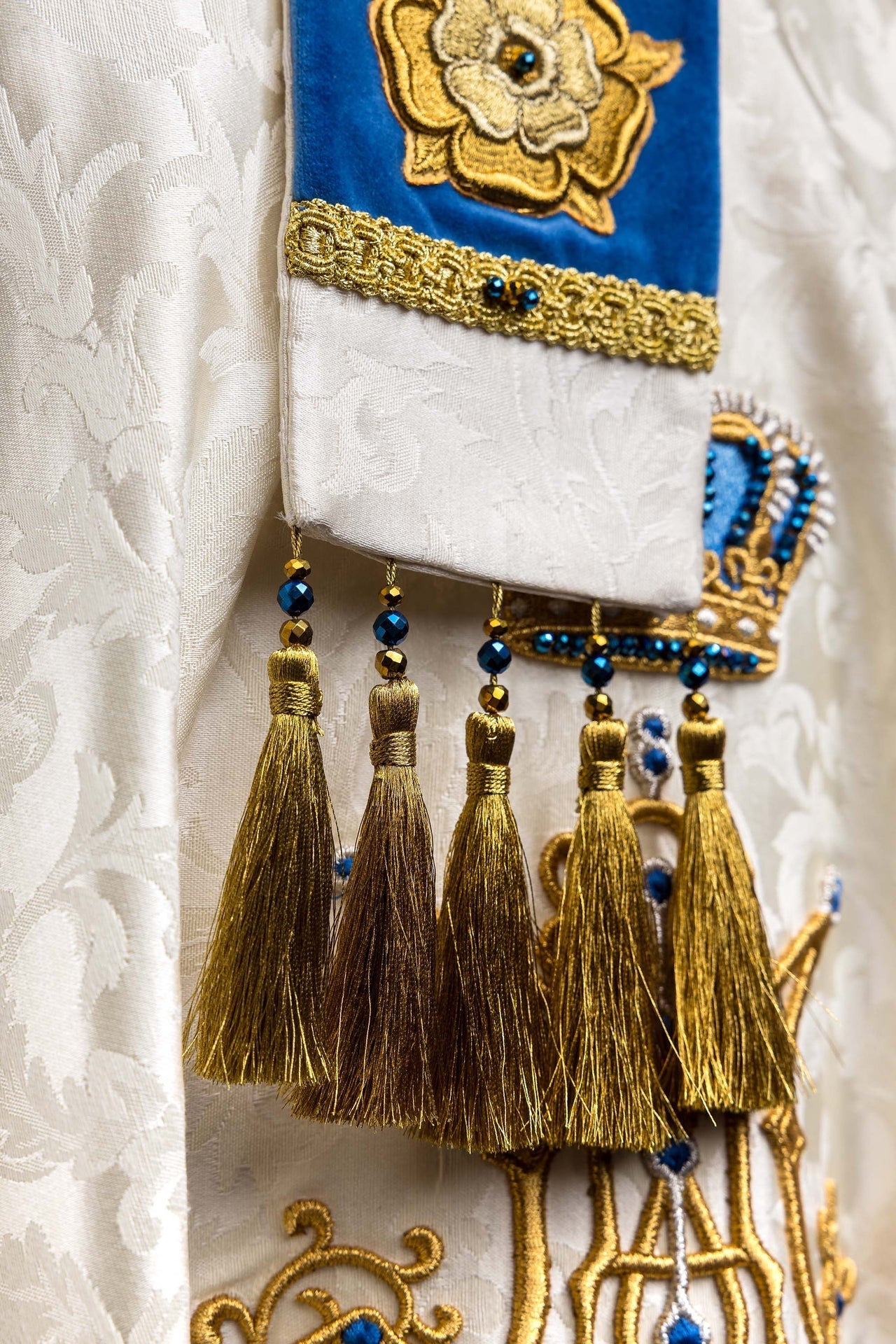 Marian mitre with natural stones Handmade 9006 HM/9006/05/88-1 - CHASUBLES.COM