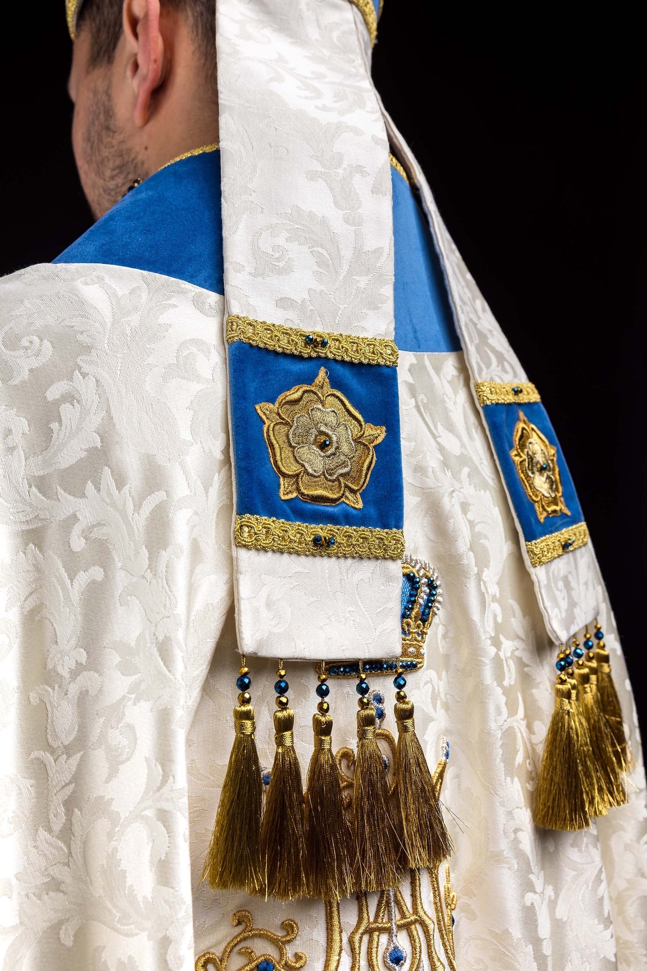 Marian mitre with natural stones Handmade 9006 HM/9006/05/88-1 - CHASUBLES.COM