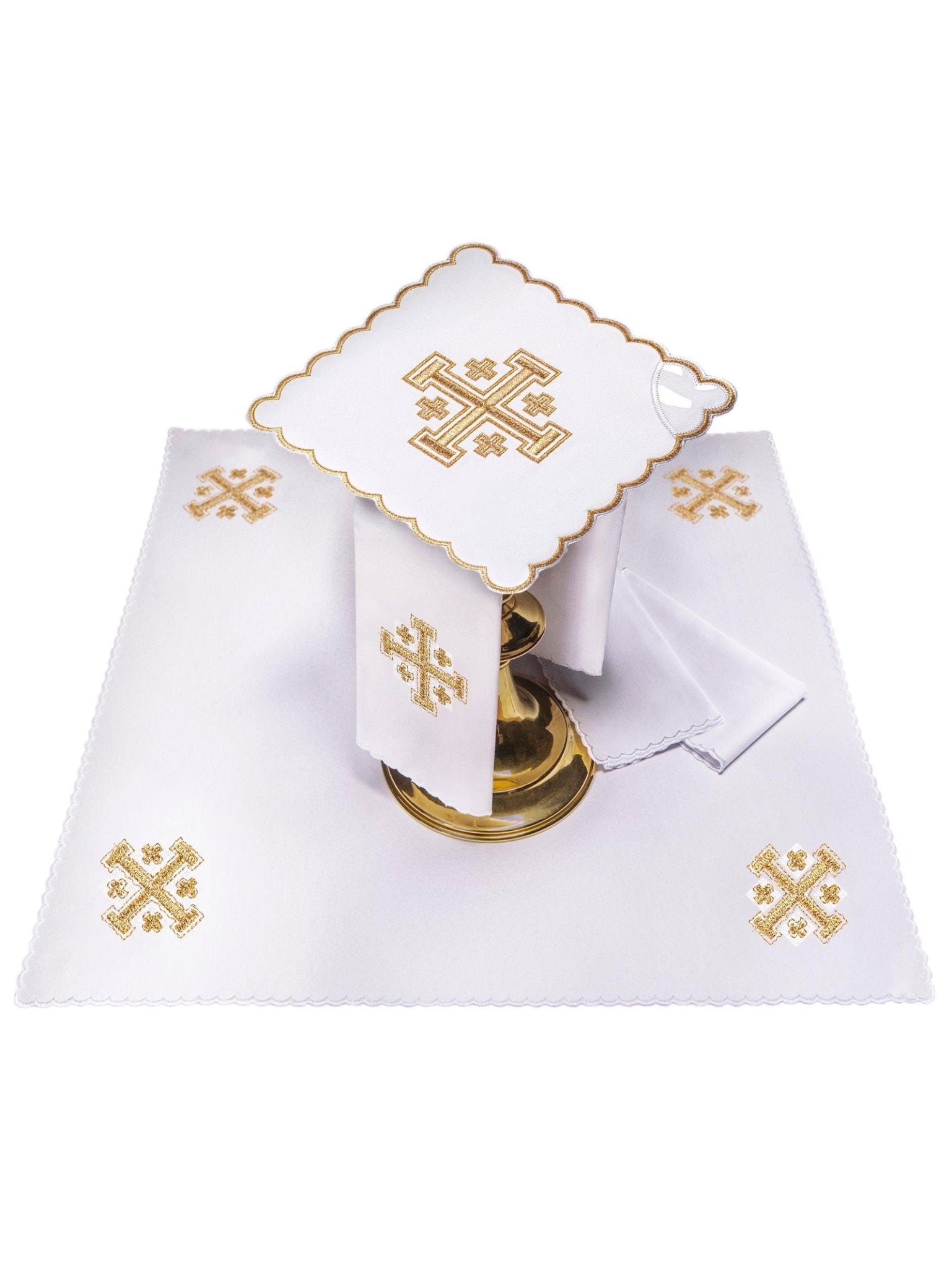 Mass linens with gold Jerusalem Cross embroidery KK/030/04 - HAFTINAUSA.COM