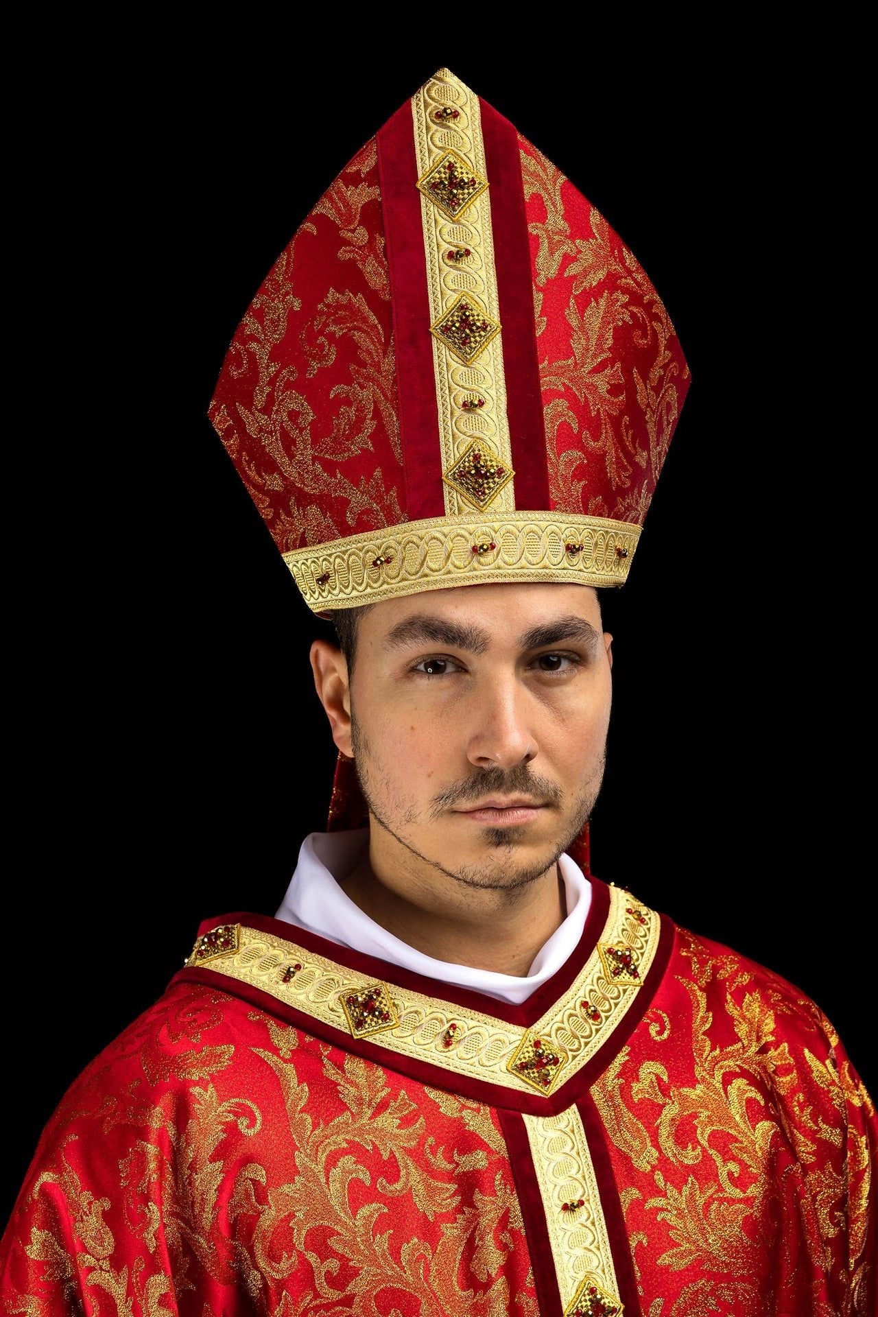 Mitre with natural stones Handmade 9003 HM/9003/02/90-1 - CHASUBLES.COM