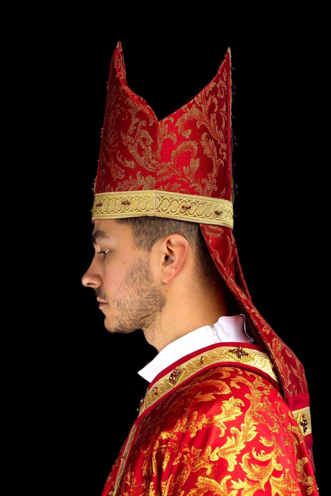 Mitre with natural stones Handmade 9003 HM/9003/02/90-1 - CHASUBLES.COM