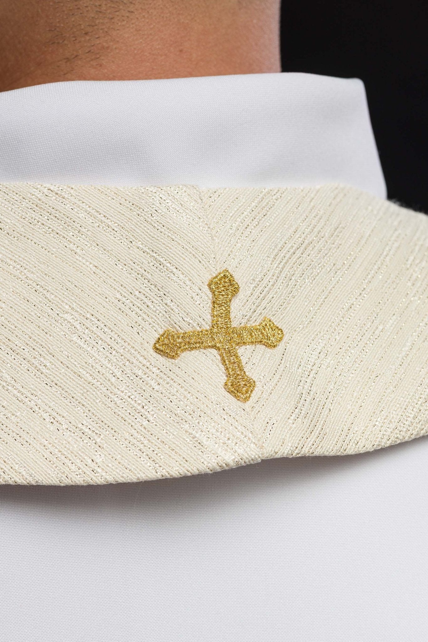 Priest's stole with embroidered IHS and Eucharistic chalice ecru KST/508/05/42 ECRU - HAFTINAUSA.COM