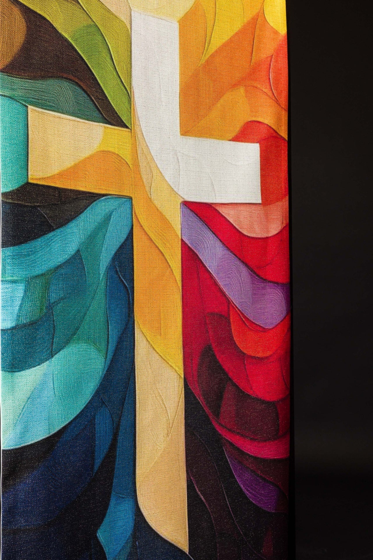 Printed lectern cloth multicolour with a cross motif KOD/8005/99/40 55*250 - CHASUBLES.COM