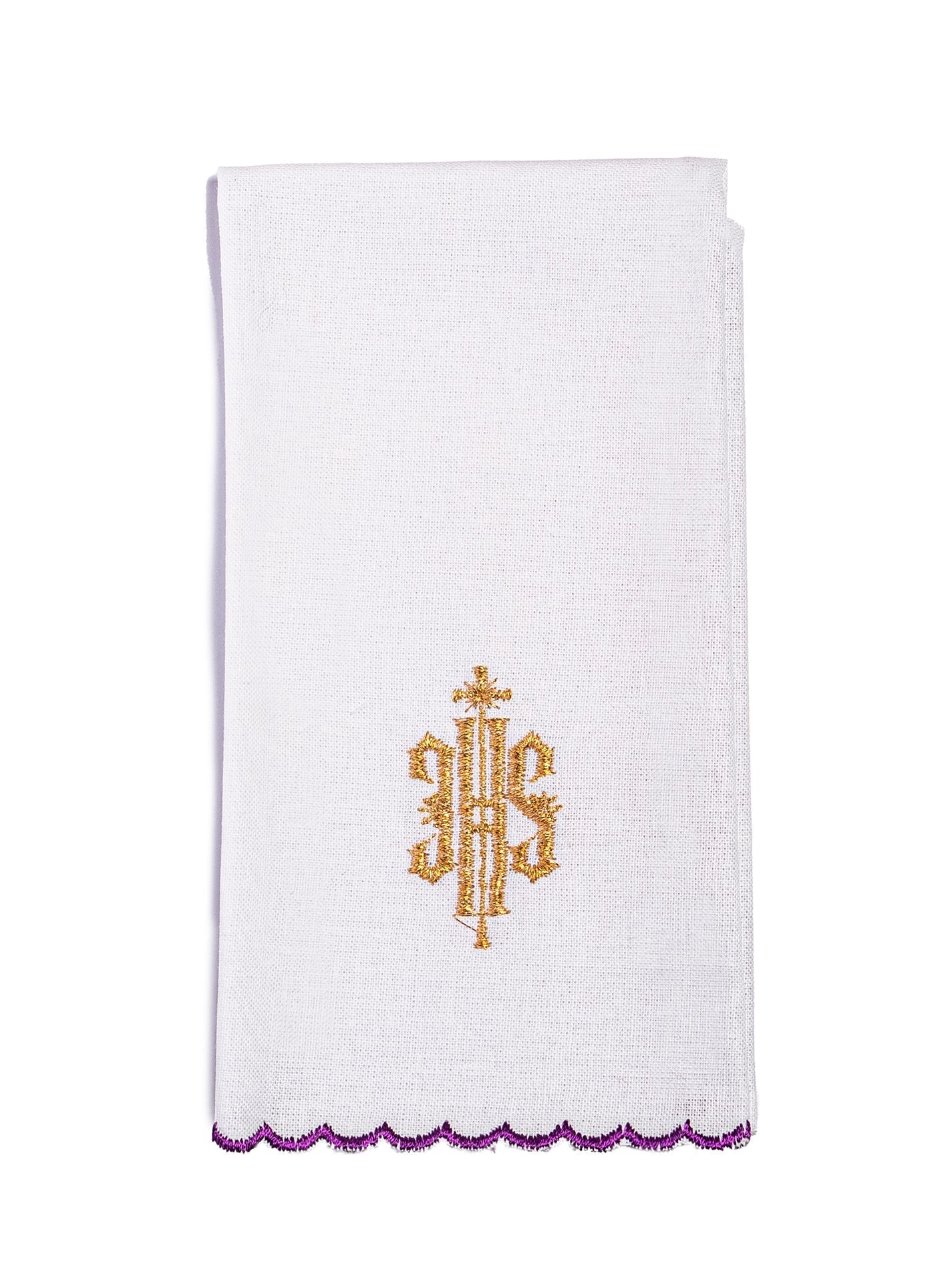 Purple chalice Linens in Purple with IHS emboroidery KK/029/03 - HAFTINAUSA.COM