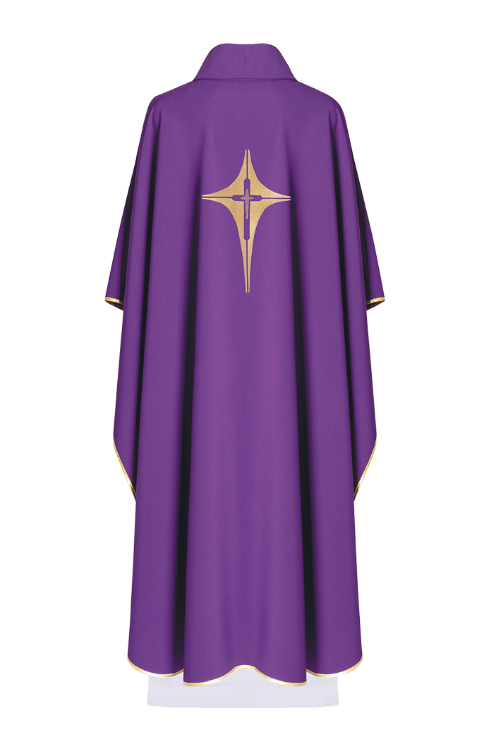Purple chasuble embroidered with cross motif KOR/002/03/12 FIOLET - HAFTINAUSA.COM