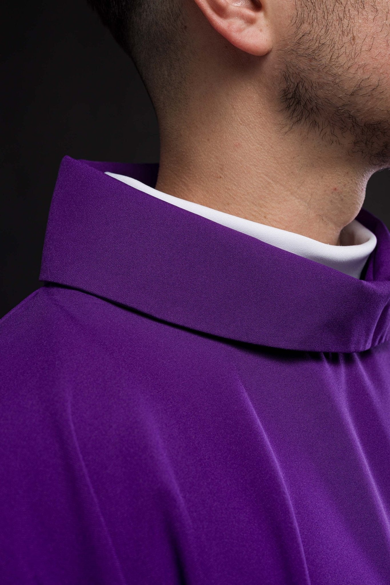 Purple chasuble with cross and alfa omega symbols KOR/013/03/12 FIOLET - HAFTINAUSA.COM
