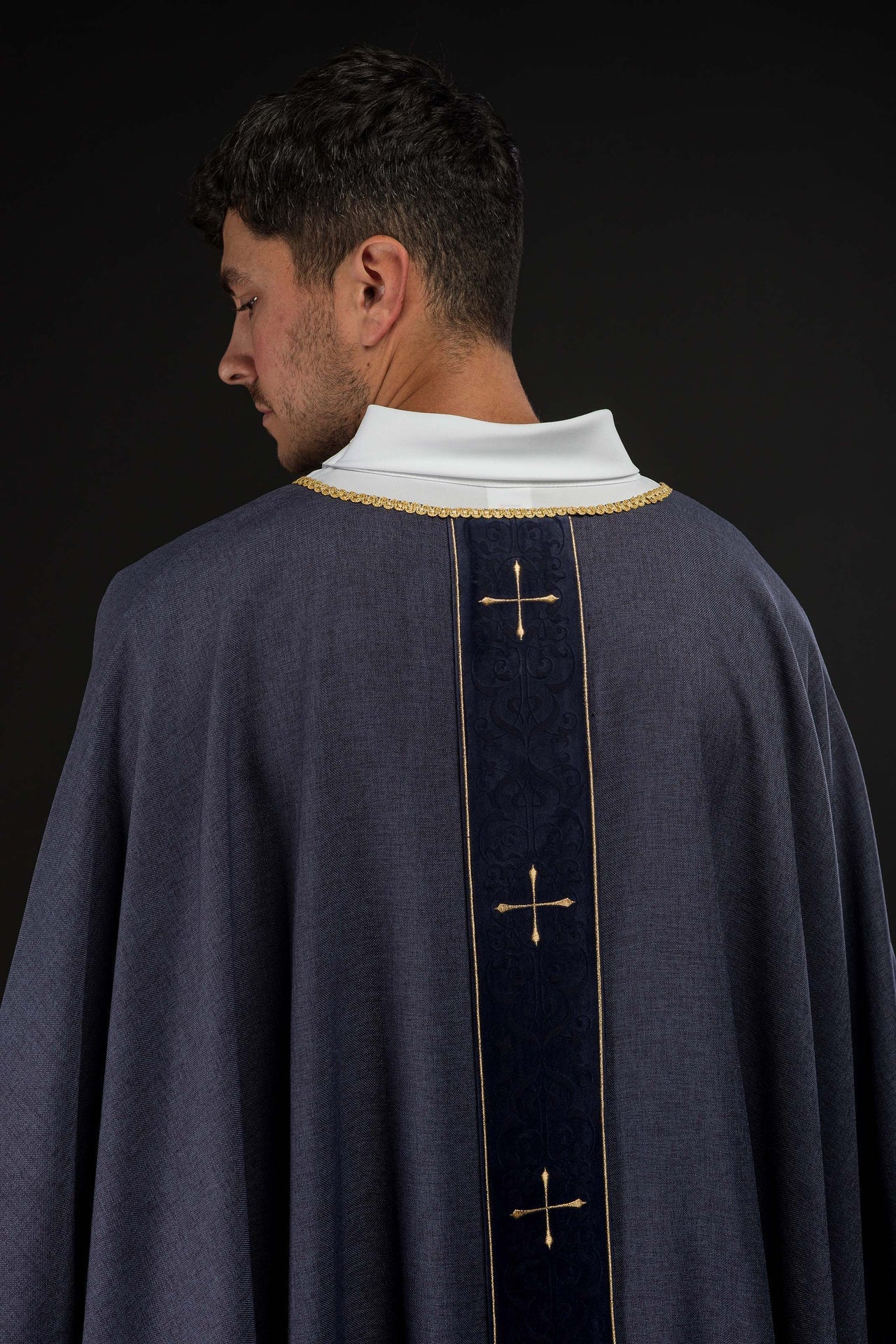 Purple Chasuble with Embroidered Cross Band LE/7074/03 - CHASUBLES.COM
