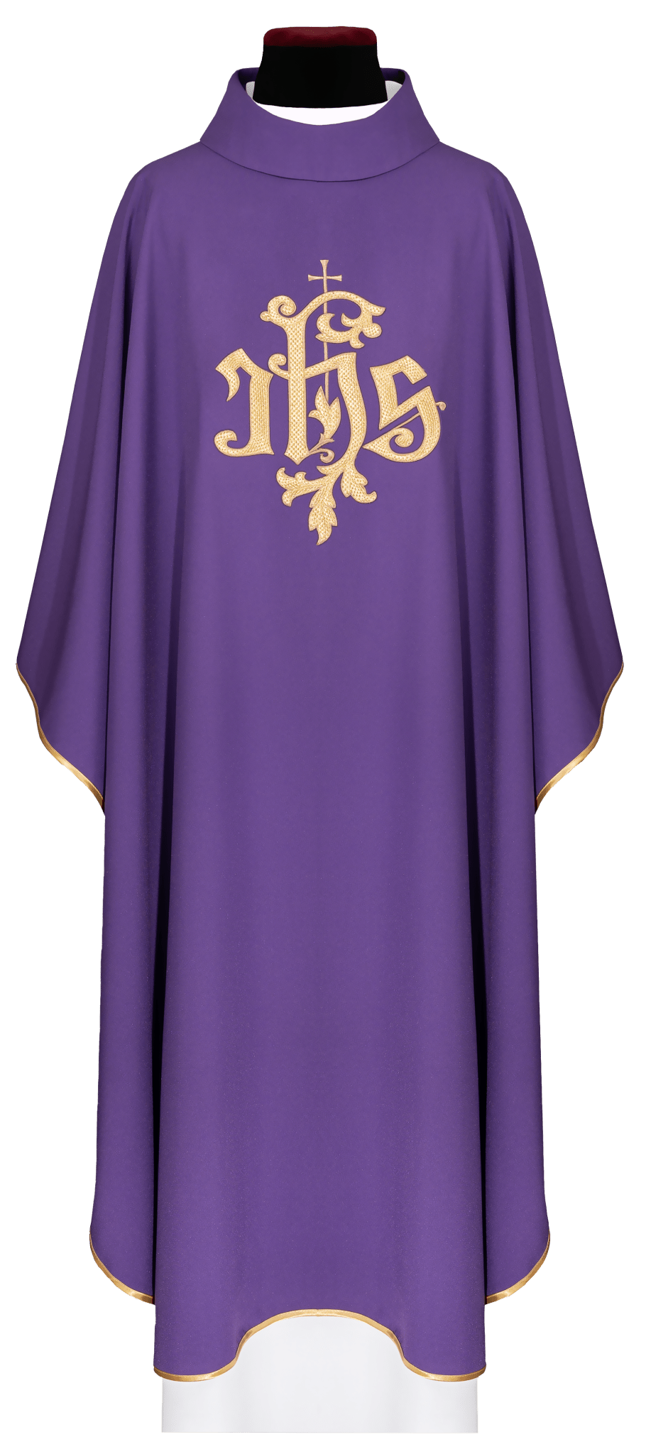 Purple chasuble with golden IHS embroidery KDT/7047/03/12 - CHASUBLES.COM