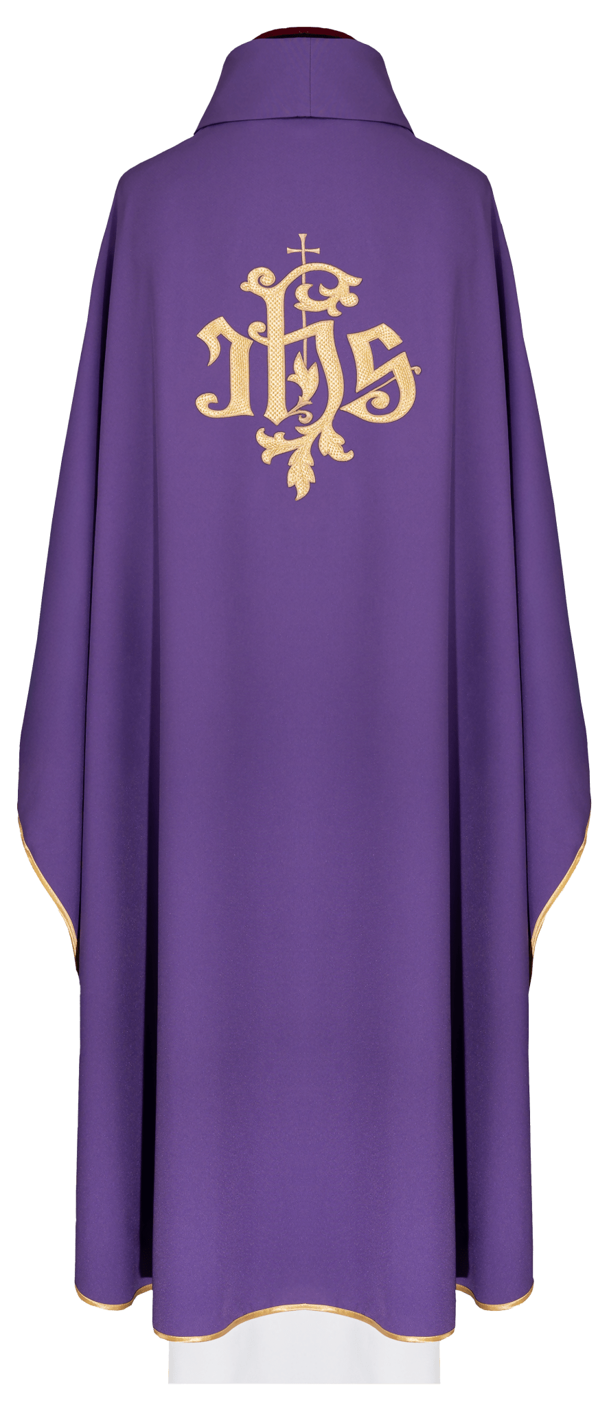 Purple chasuble with golden IHS embroidery KDT/7047/03/12 - CHASUBLES.COM