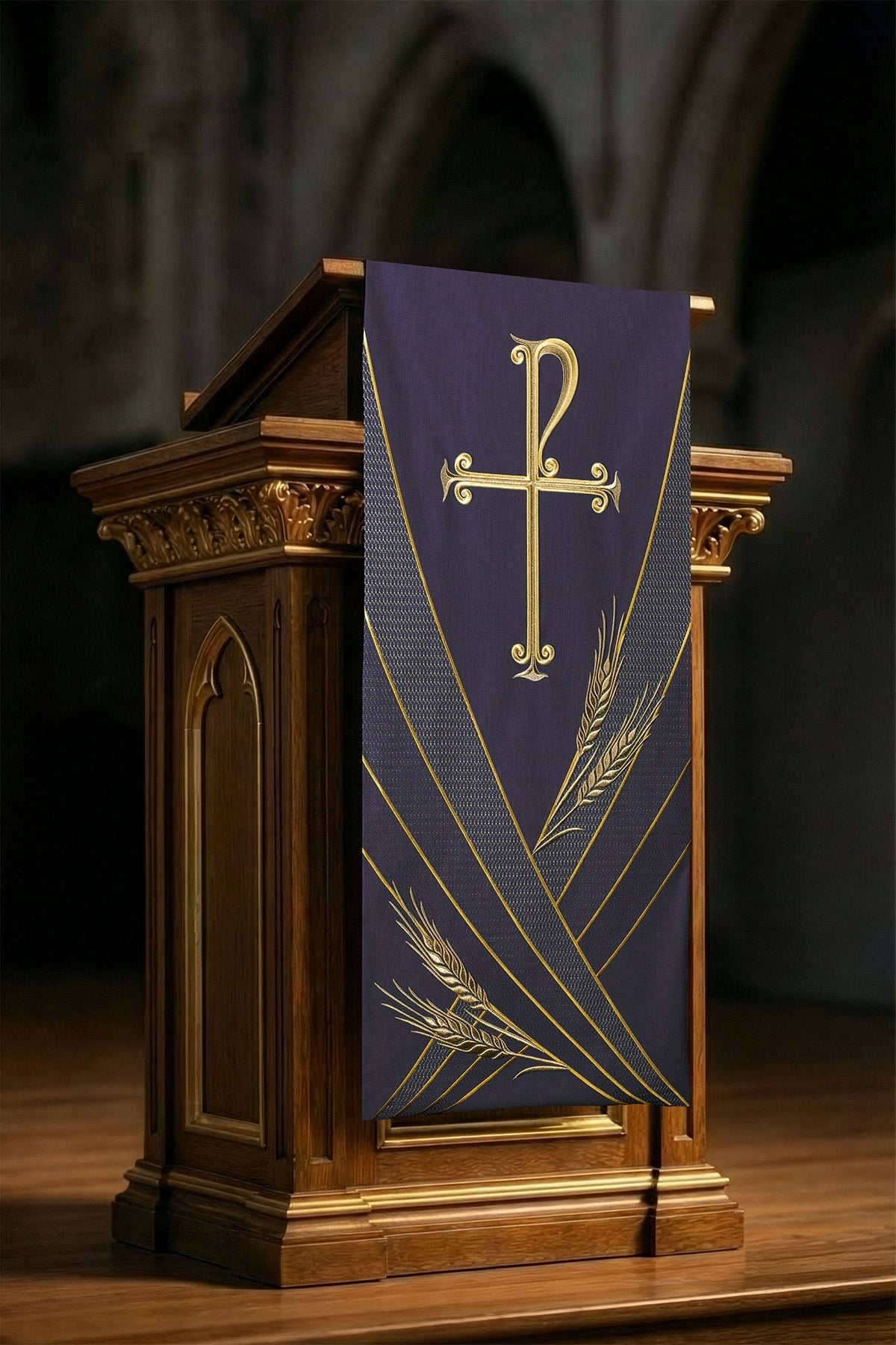 Purple lectern cover with PAX embroidery LE/8050/03 55*250 - CHASUBLES.COM
