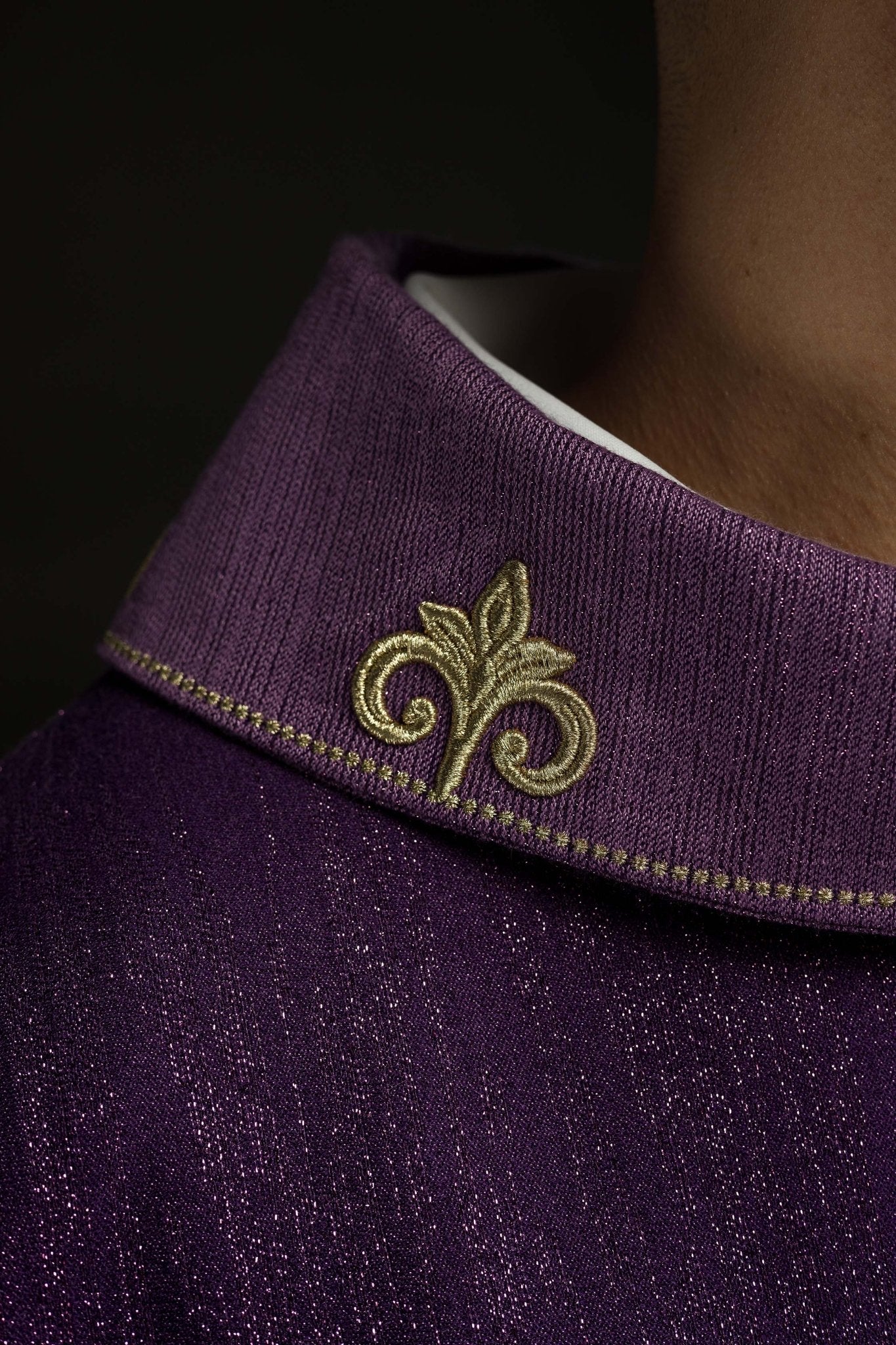 Purple Liturgical Chasuble with Embroidered Cross on Decorative Fabric LE/7036/03 - CHASUBLES.COM