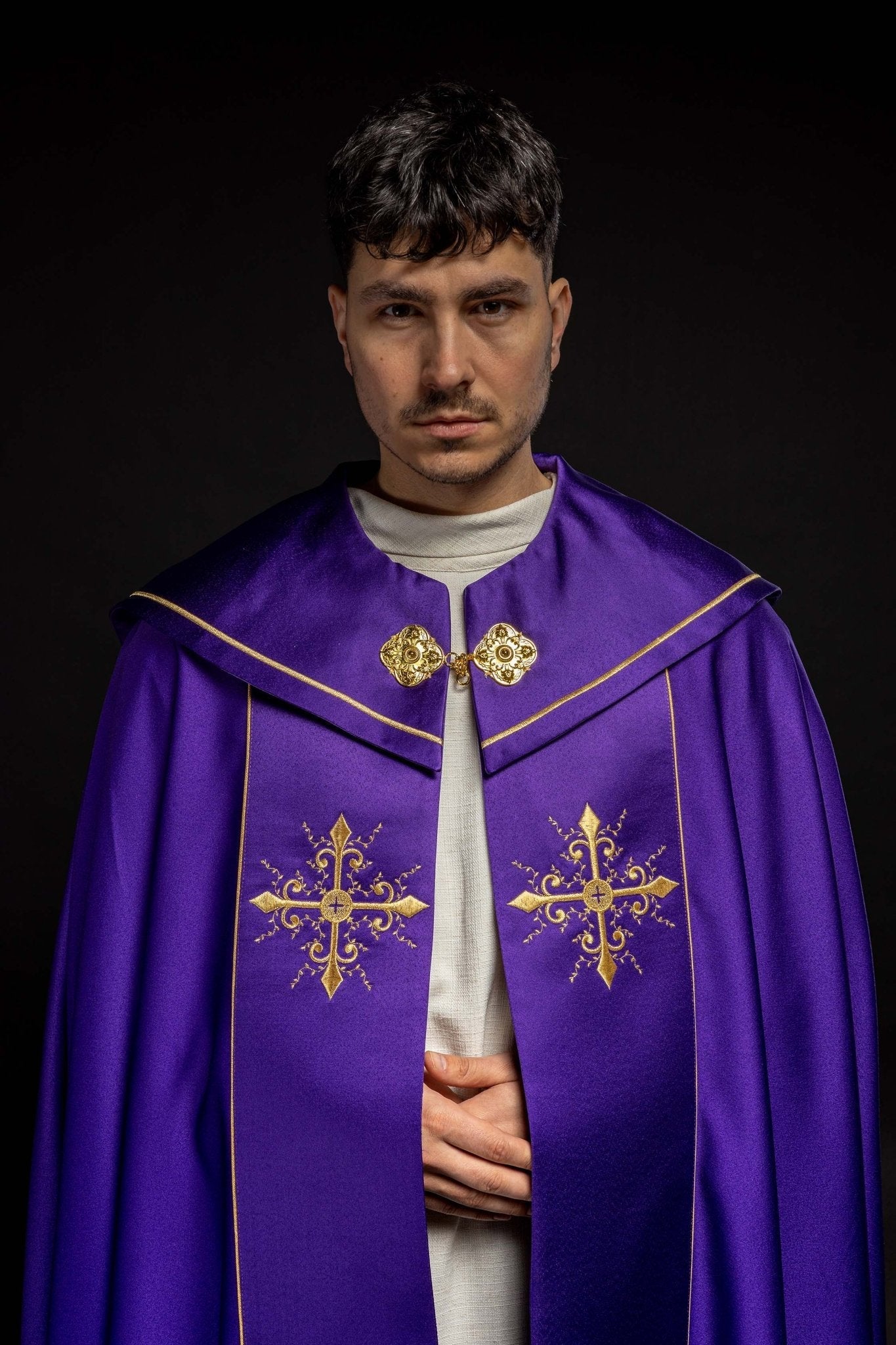 Purple priests cope emboidered KKP/024/03/20 145cm - HAFTINAUSA.COM