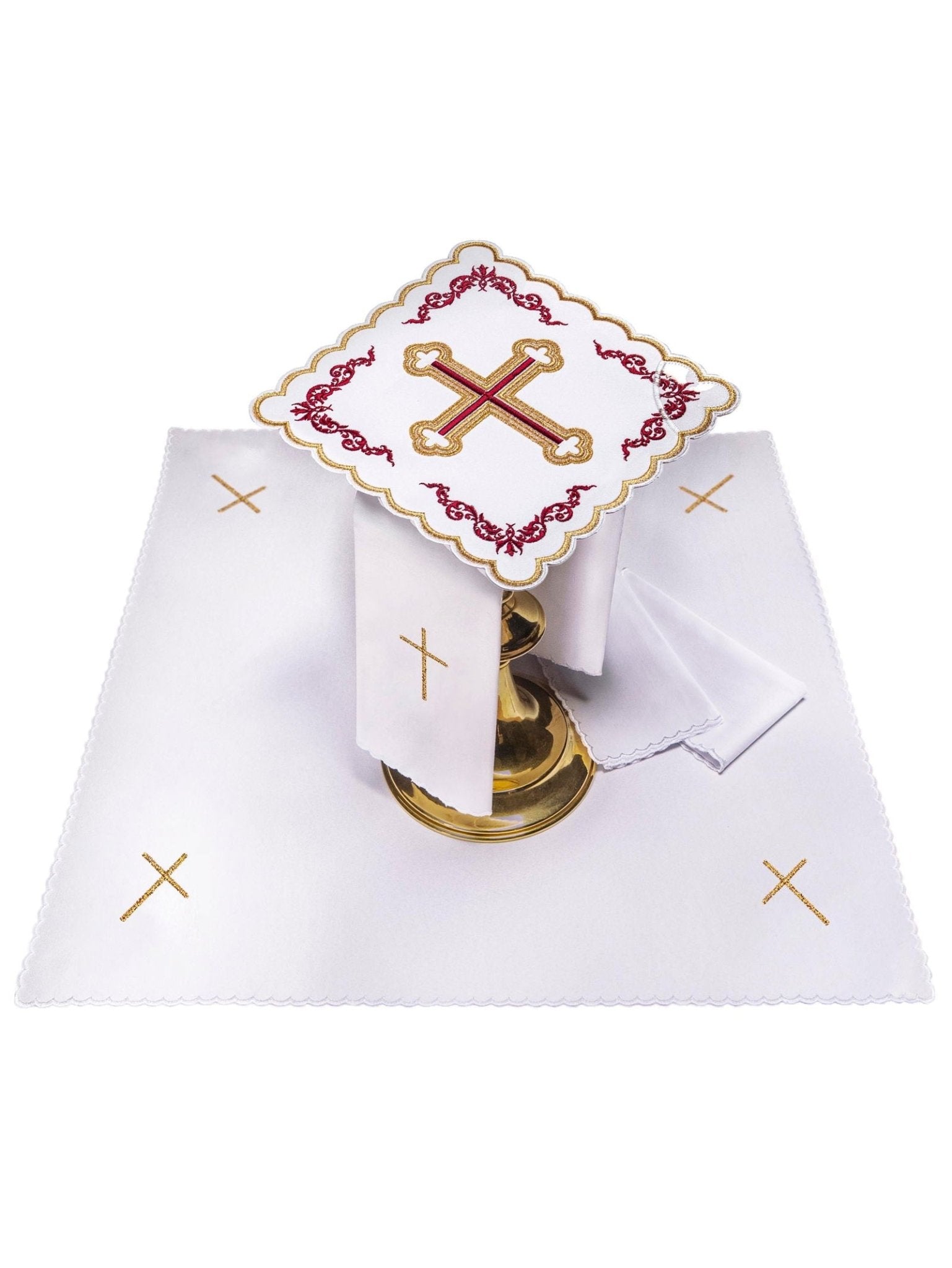 Red and gold chalice linen KK/158 - HAFTINAUSA.COM