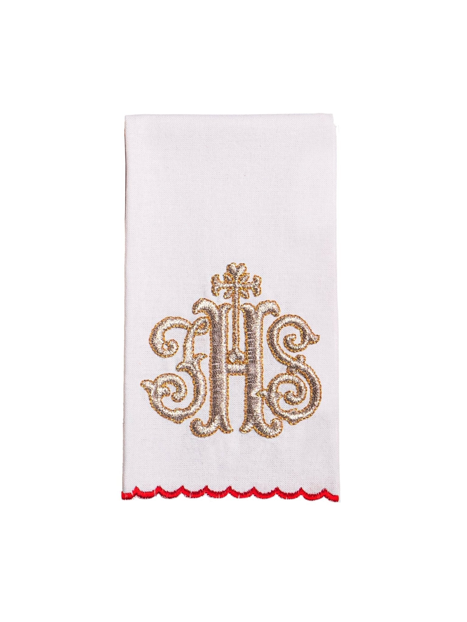 Red Chalice Linen set with IHS motif KK/072/02 - HAFTINAUSA.COM