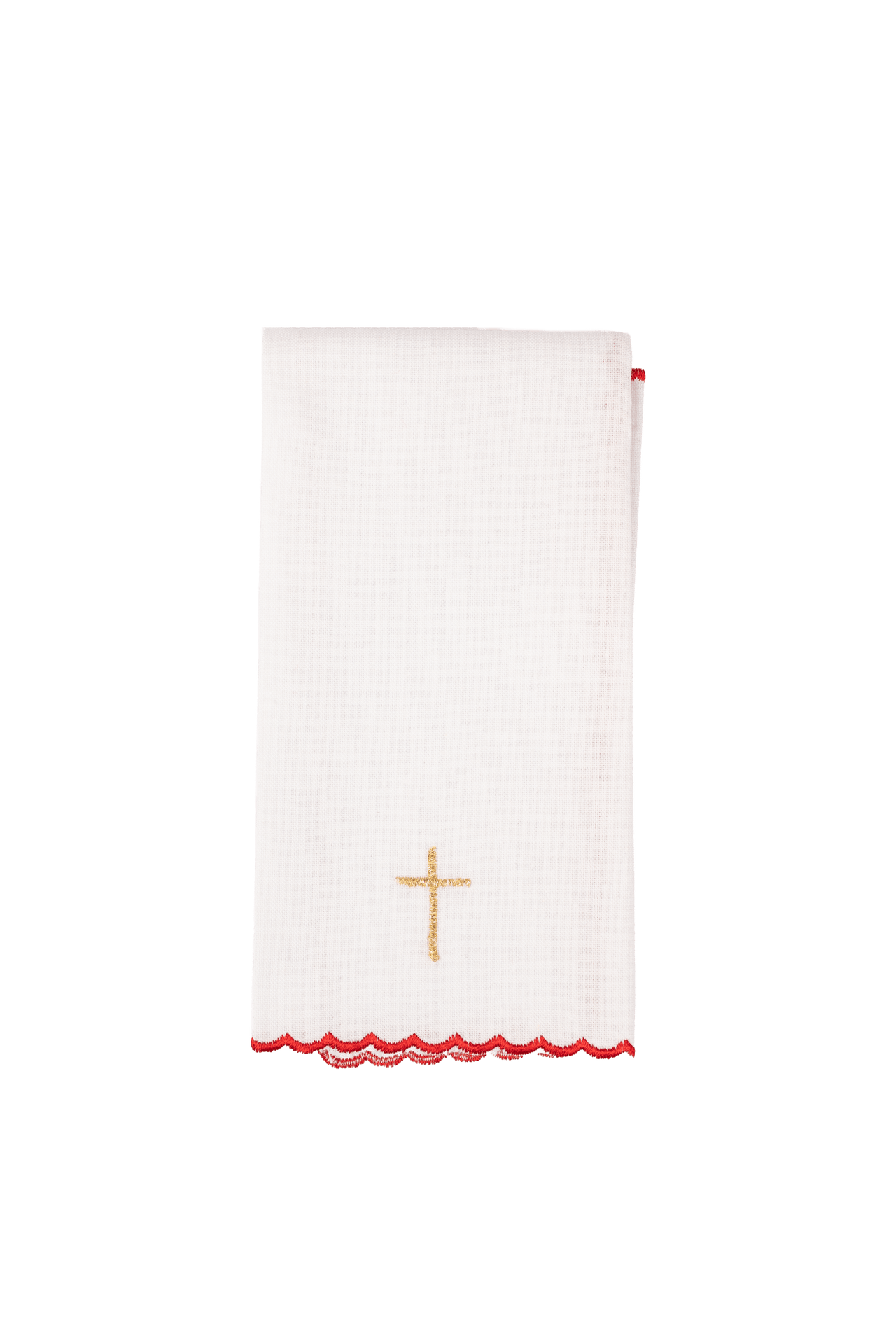 Red embroidered chalice linens set with a cross motif KDT/5028/02 CZERWONY - CHASUBLES.COM