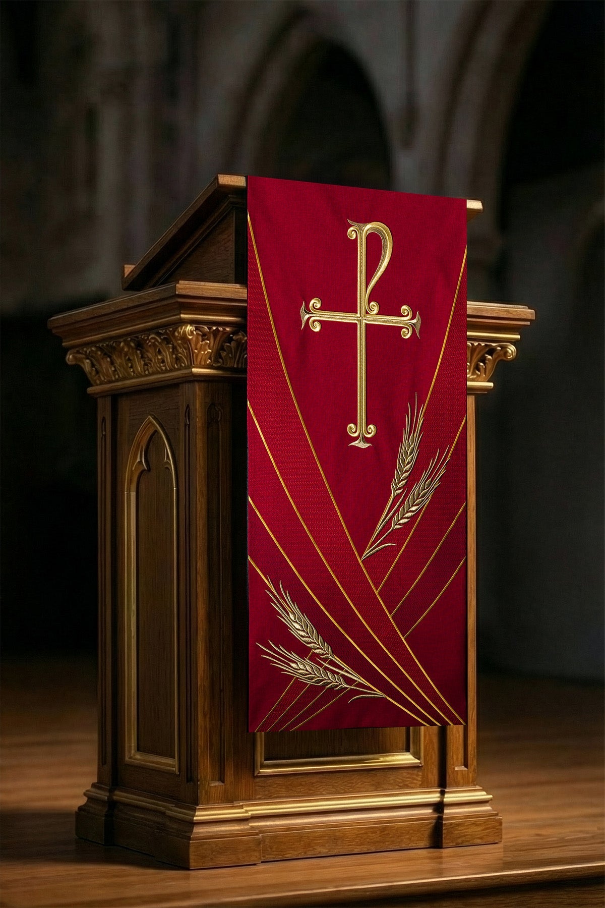 Red lectern cloth with PAX embroidery LE/8050/02 55*250 - CHASUBLES.COM
