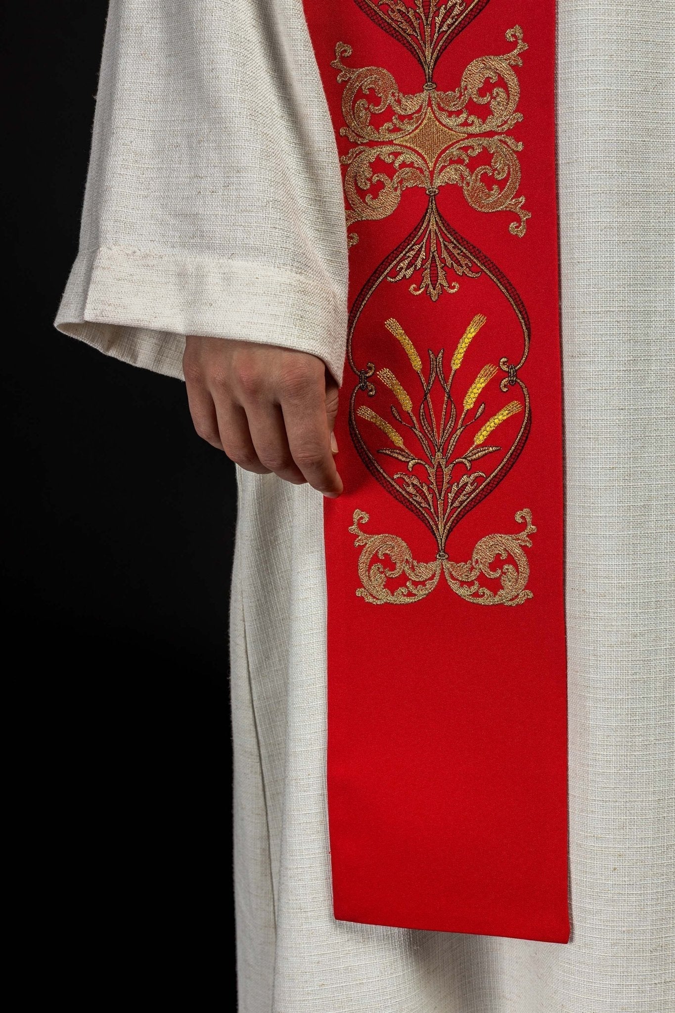 Red priestly stole with chalice IHS KST/042/02/01 CZERWONY - HAFTINAUSA.COM