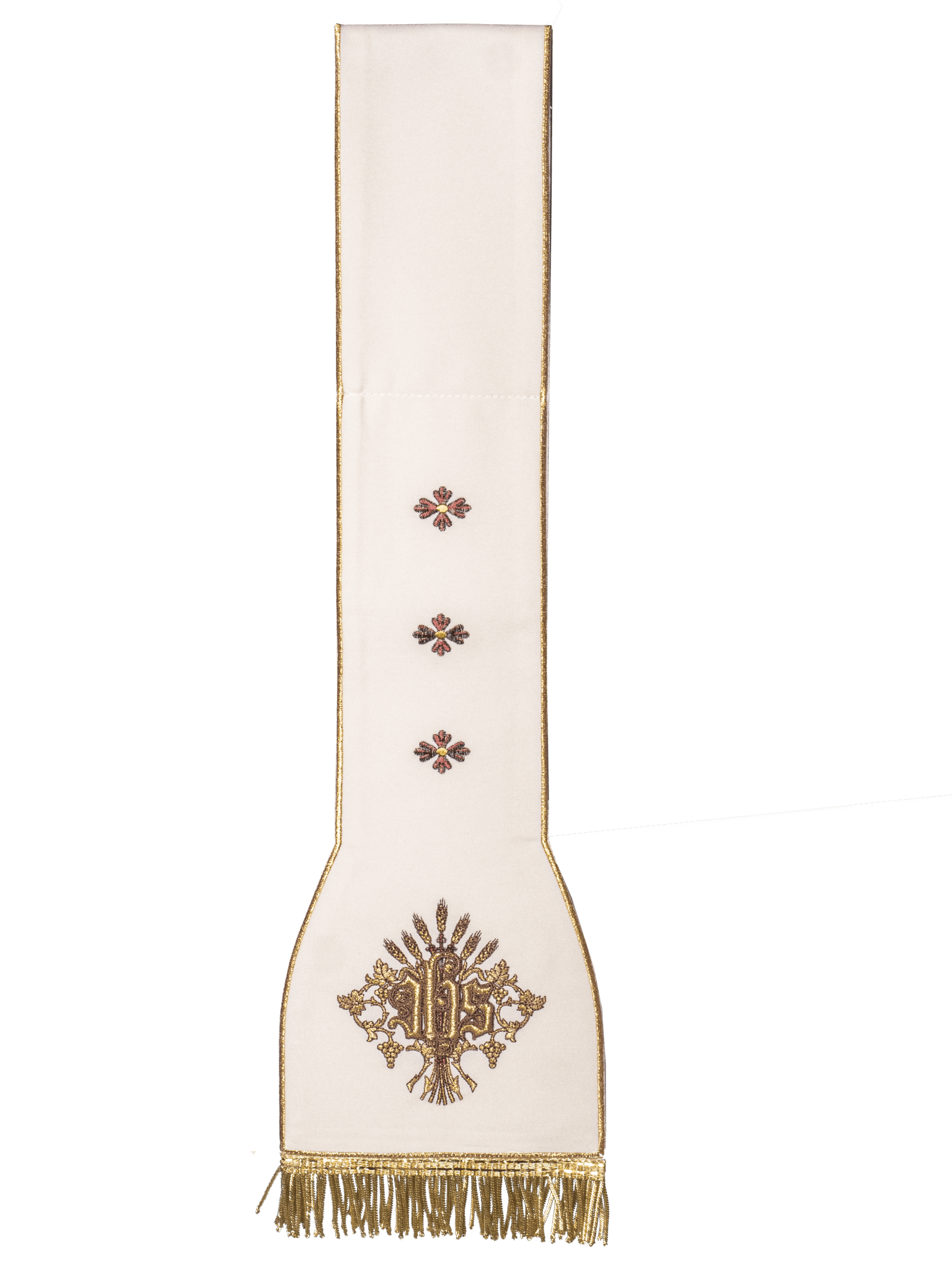 Roman ivory chasuble with classic gold JHS embroidery KOR/200/05/01 ECRU - HAFTINAUSA.COM