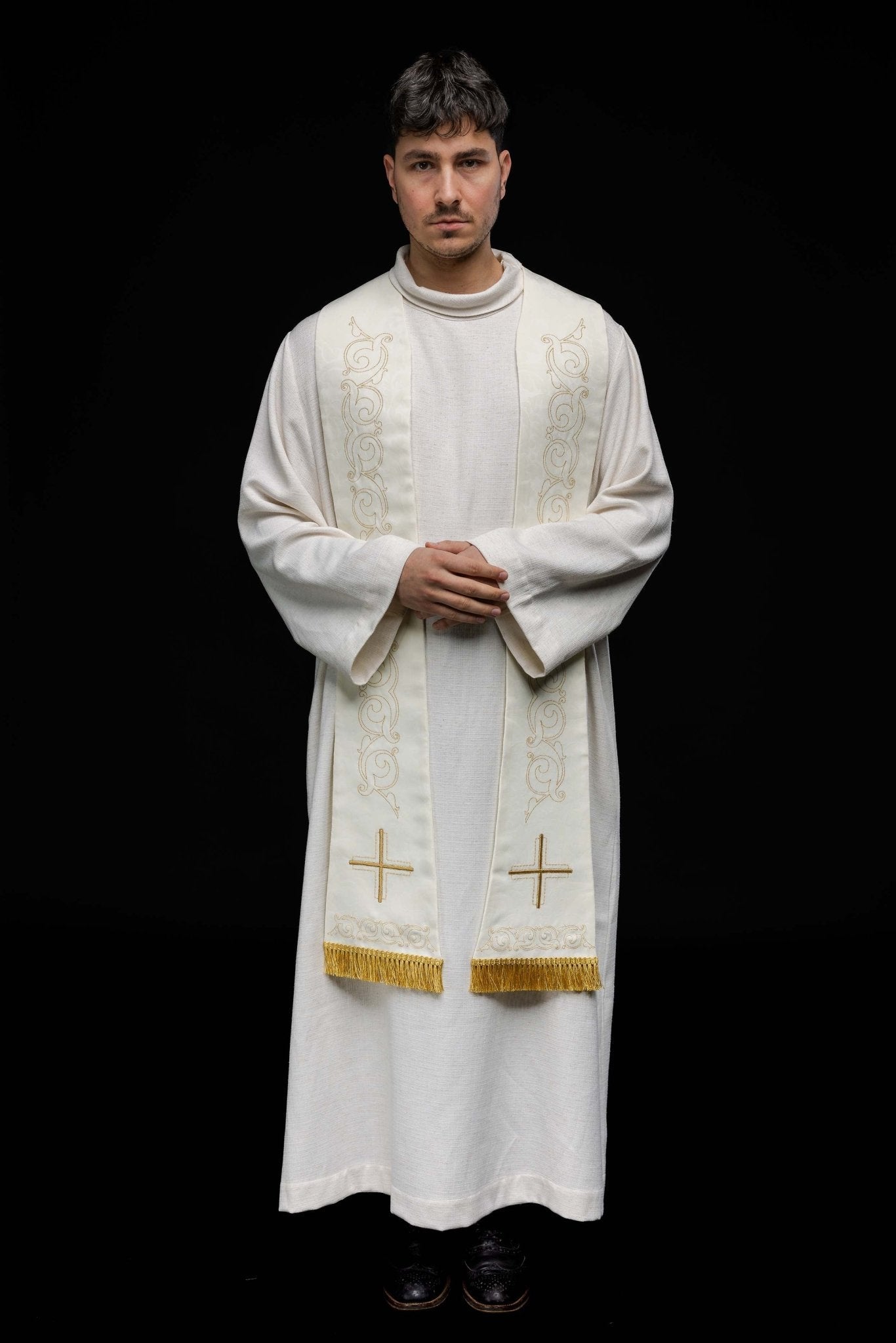 Roman stole with cross embroidery HA2102 - 05 - HAFTINAUSA.COM