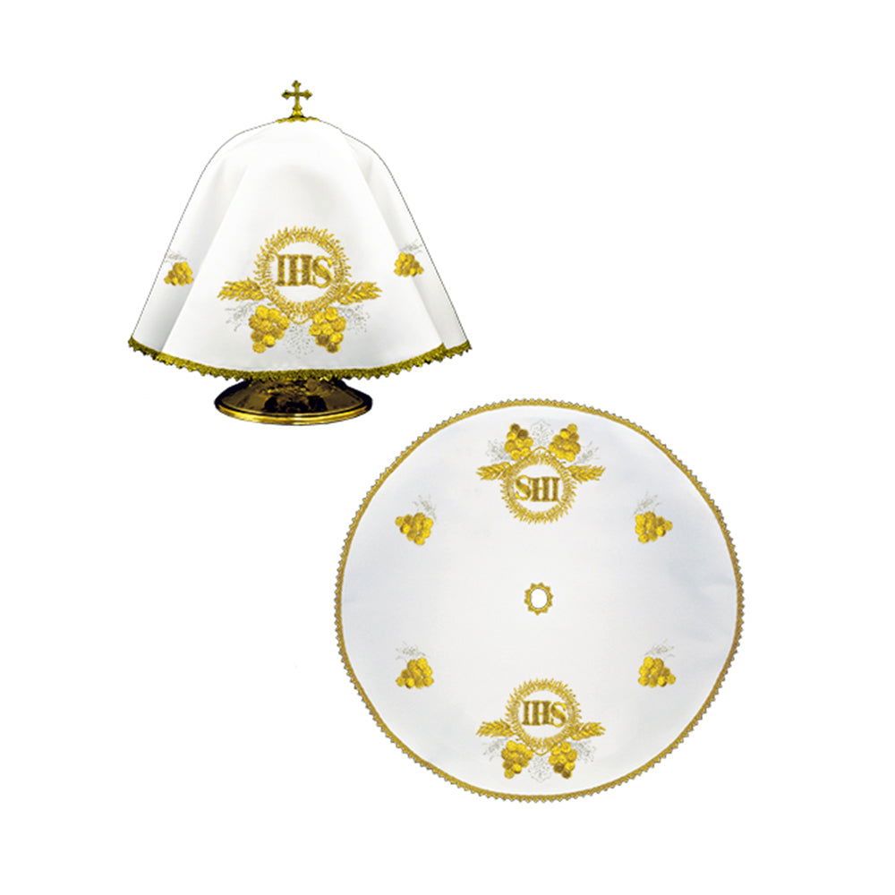 Round veil for the pyx with IHS embroidery KWE/015/O/04 53cm BIAŁY - HAFTINAUSA.COM