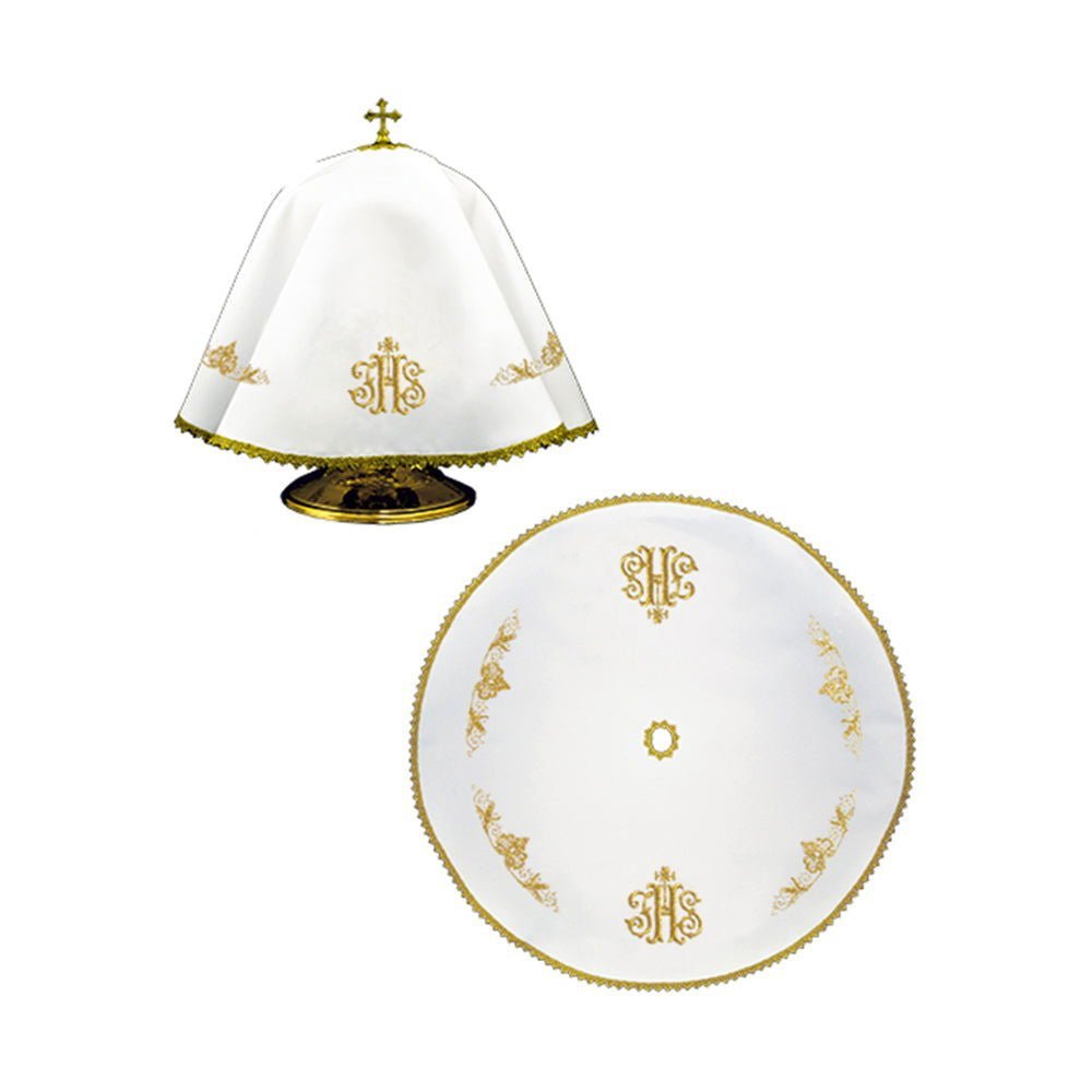 Round veil for the pyx with IHS embroidery KWE/049/O/04 53cm BIAŁY - HAFTINAUSA.COM