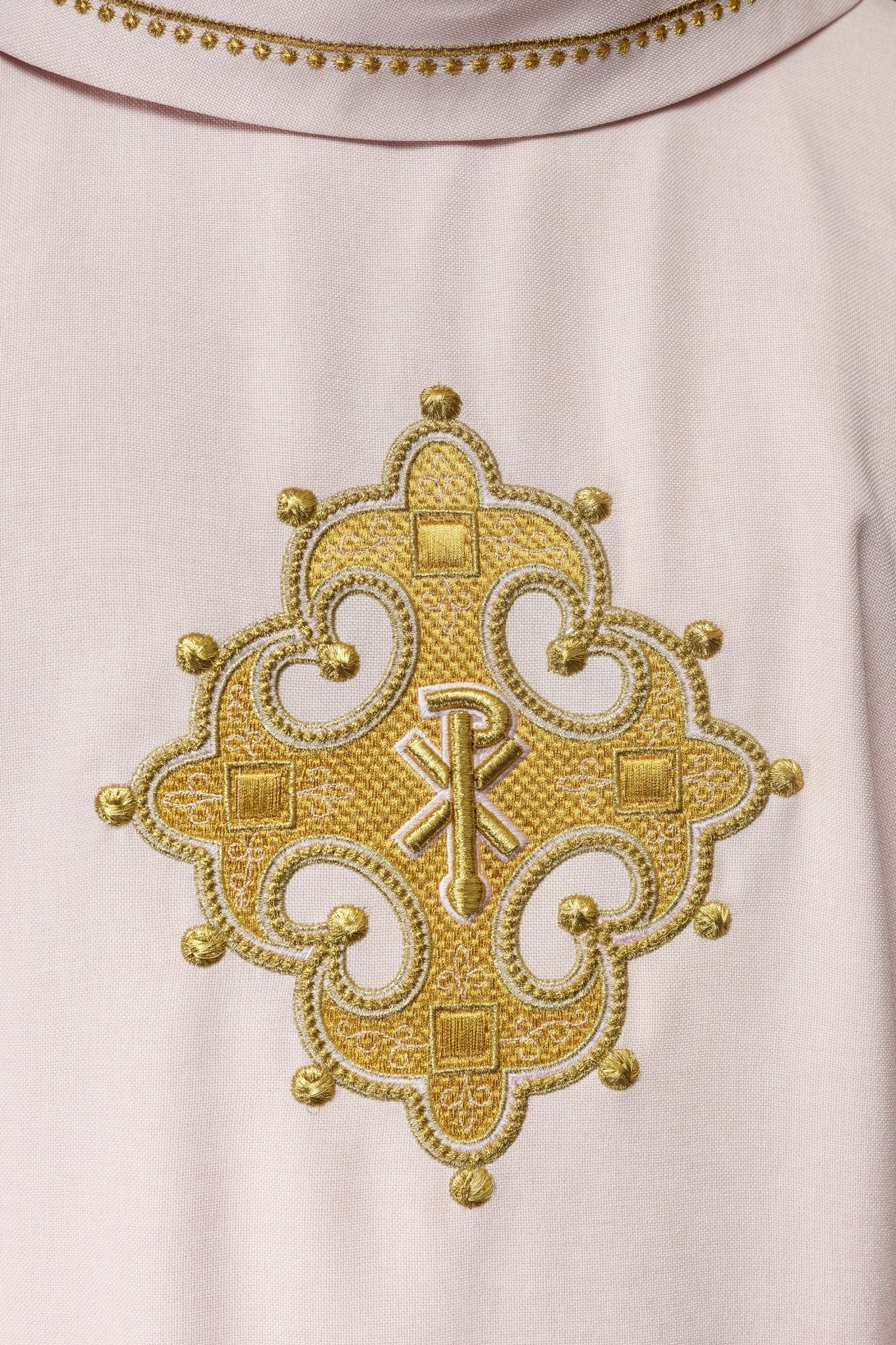 Simple pink chasuble with small PAX motif embroidery S - 7065 - 08 - 70 - HAFTINAUSA.COM