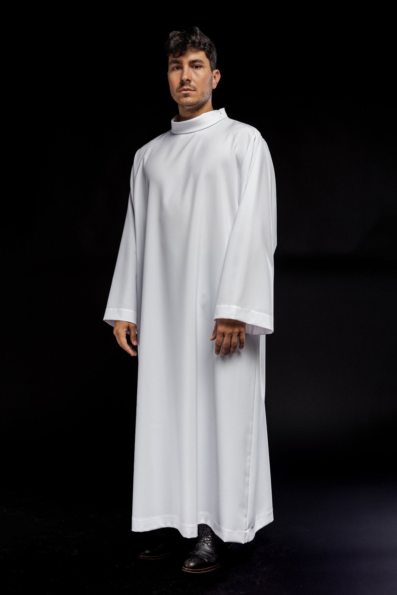 Simple plain alb white colored KAB/021/04/12 135cm/164cm - HAFTINAUSA.COM
