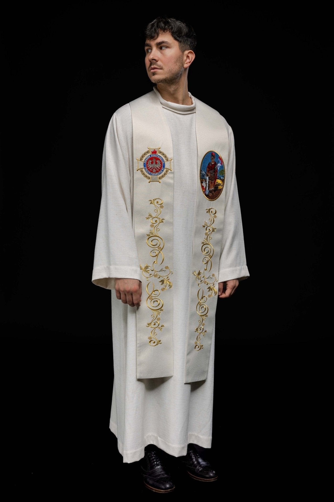 Stole embroidered with the image of St. Florian KSW2/008/05/54 - HAFTINAUSA.COM