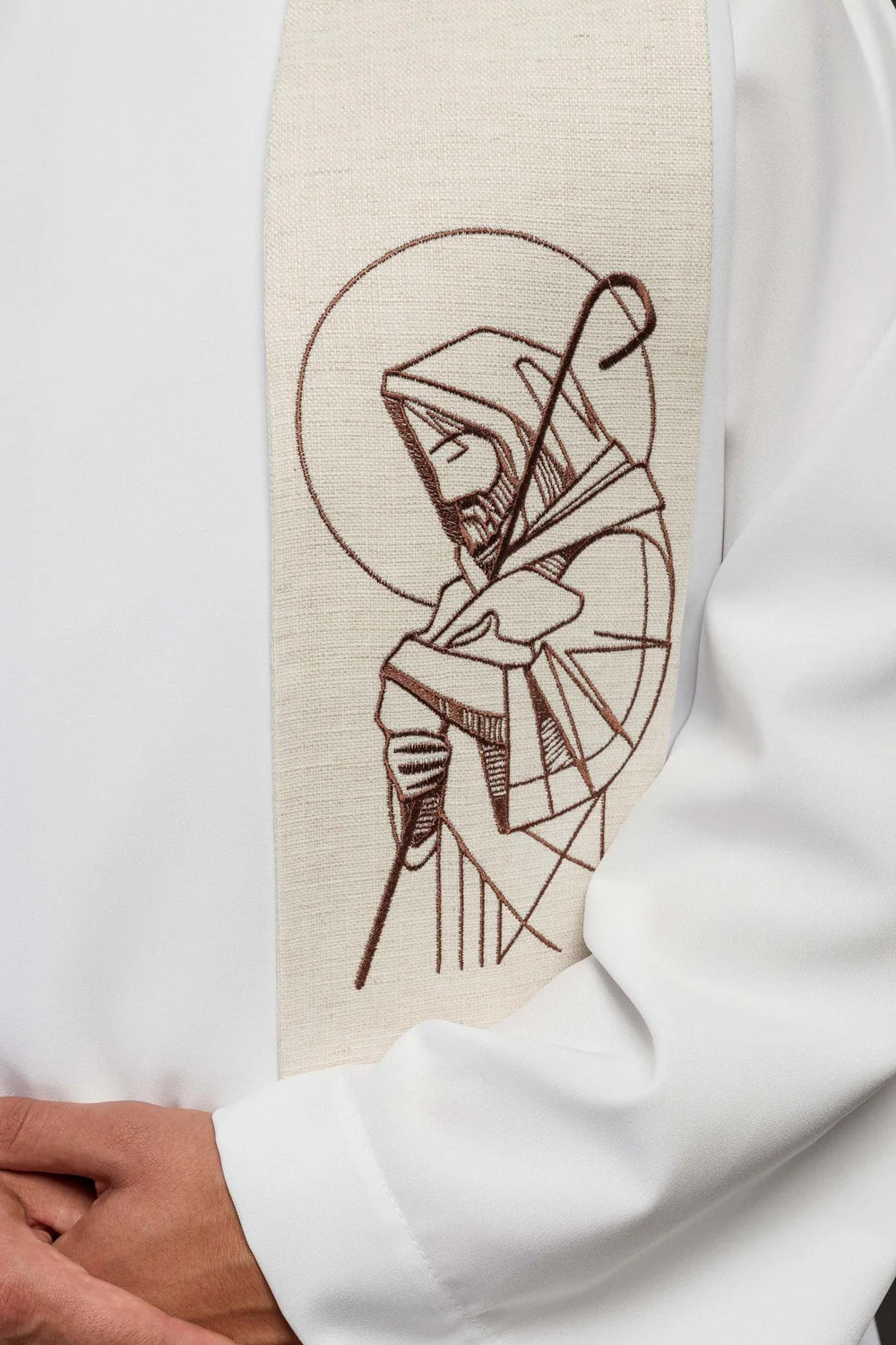 Embroidered stole “Jesus the Good Shepherd” ecru