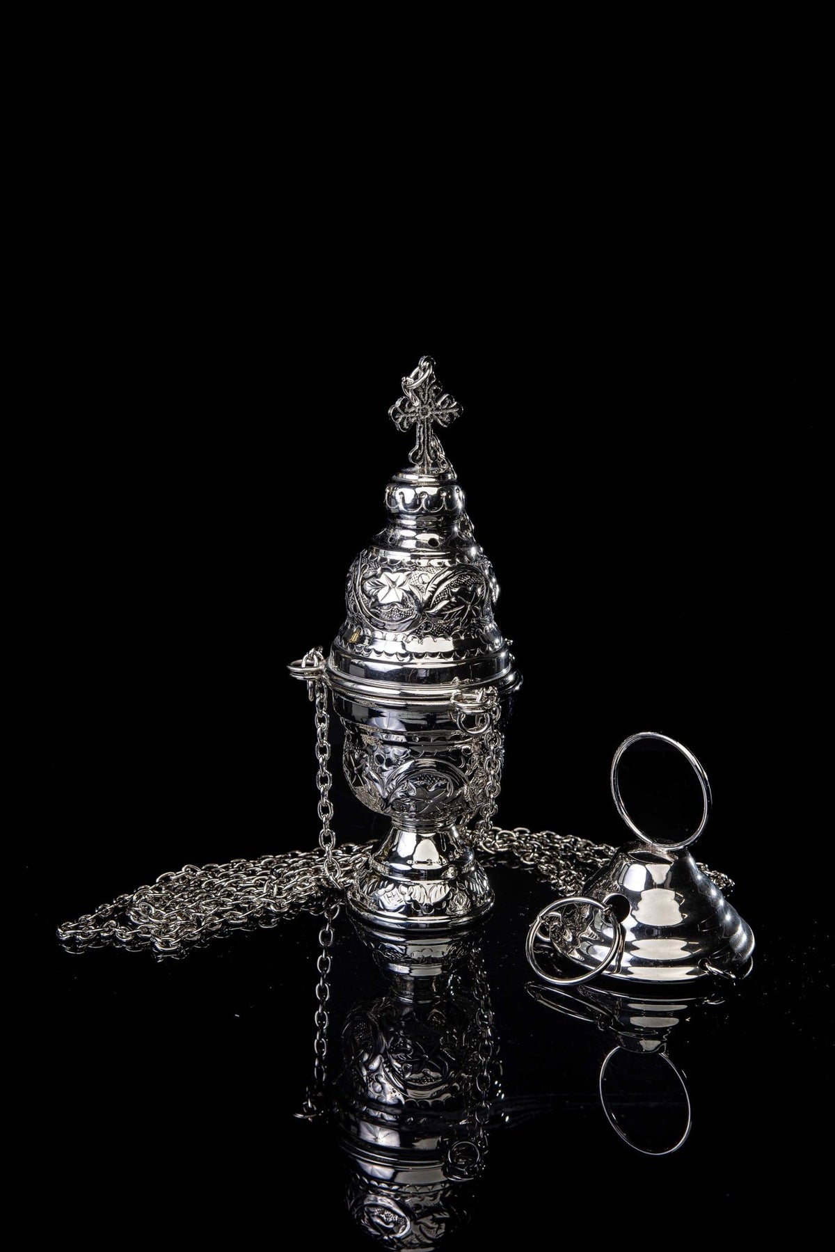 Thurible - brass - nickel - 19 cm M22116N - CHASUBLES.COM