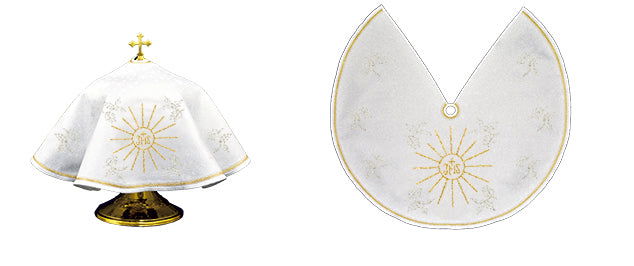 Tin veil with delicate gold embroidery KWE/011/C/04 45cm BIAŁY - HAFTINAUSA.COM