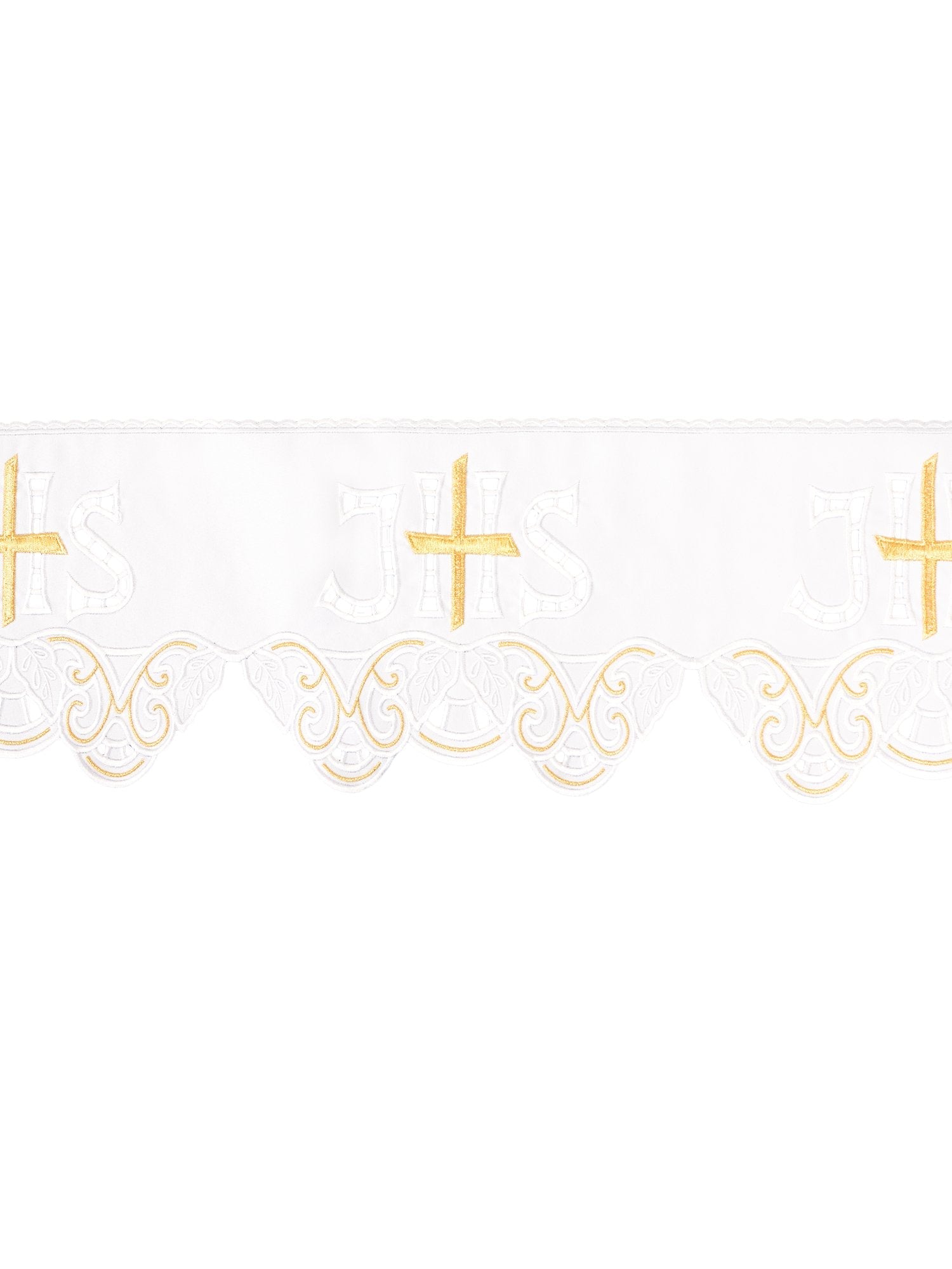 Trimmings with front embroidery IHS Cross White KOM/058/04 19cm 3,5m - HAFTINAUSA.COM