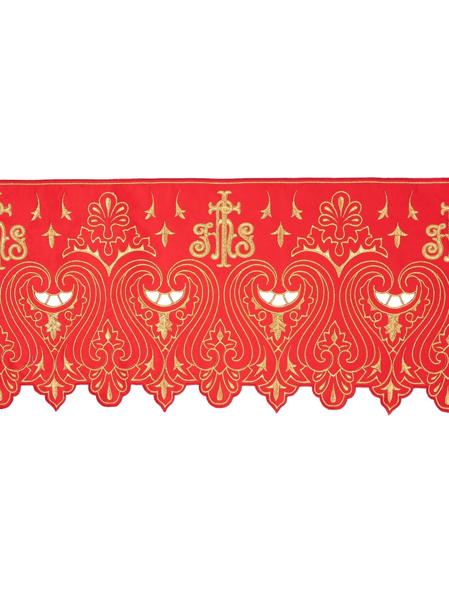 Trimmings with front embroidery IHS Red KOM/031/02 24cm 3,5m - HAFTINAUSA.COM
